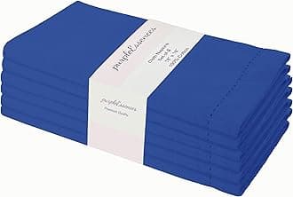 PurpleEssences Set of 6 Hemstitch Cloth Dinner Napkins 100% Cotton - Soft Durable Washable - Ideal for Wedding Spring Summer Easter - Perfect Everyday Use Table Linen 18x18 - Royal Blue