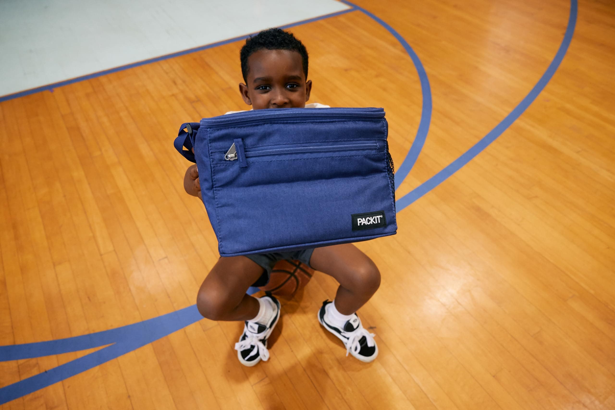 PackIt Freezable Essential Cooler, Built with ECOFREEZE Technology, Fully Freezable, Collapsible, Reusable, With Adjustable Crossbody Strap, Top Clip Handle, Designed for Fresh Office