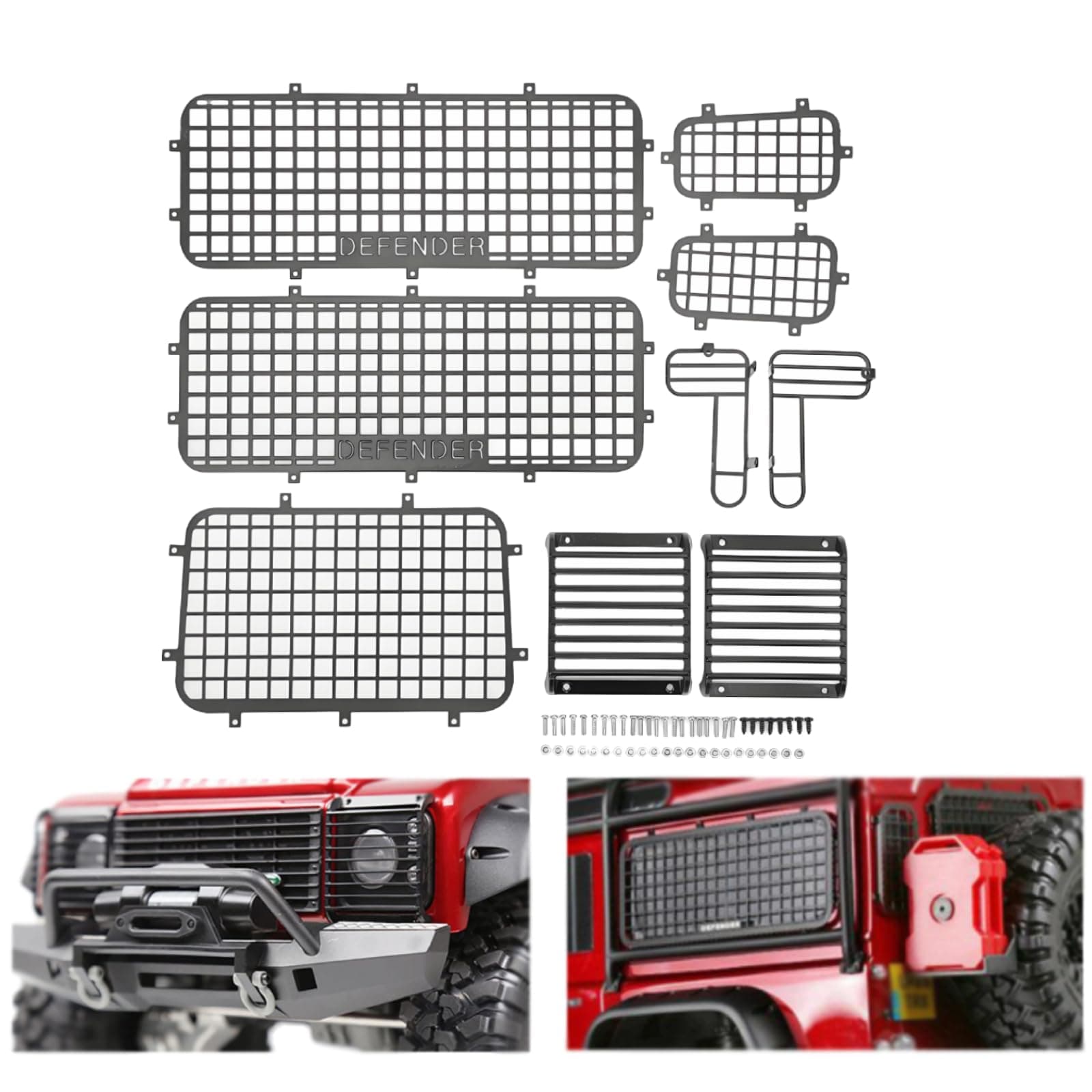 RC Metal Window Mesh, Simulation Prevent Scratching RC Car Defender Window Guard RC Body Mesh for TRX4 RC Cars