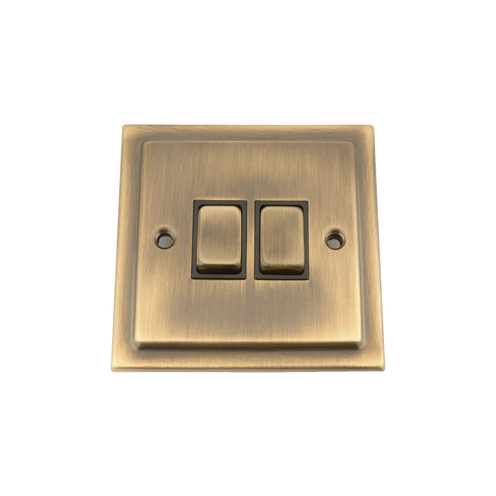 Light Switch 2 Gang 2 Way 10 Amp - Victorian - Antique Brass