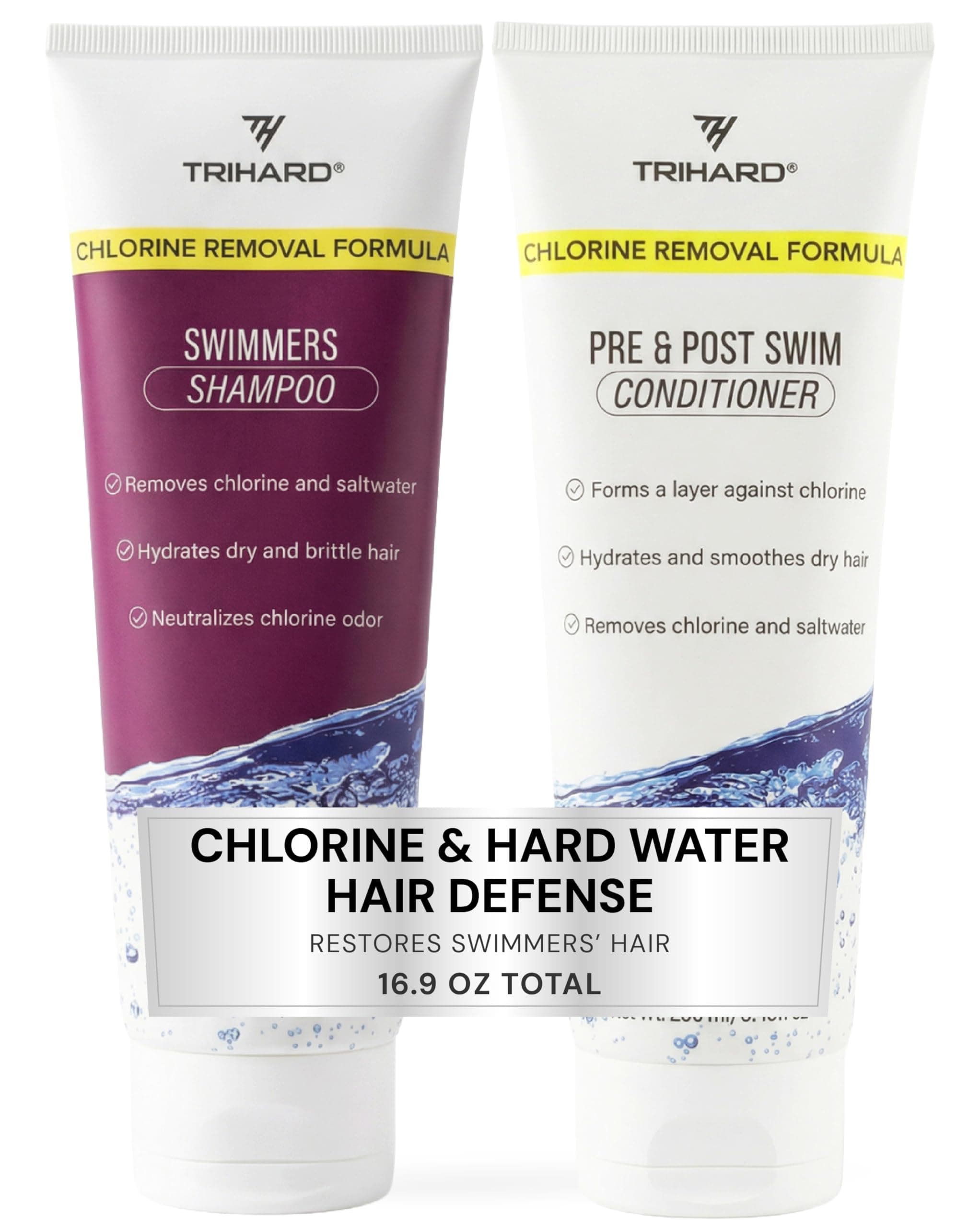 TRIHARD Swimmers Shampoo Extra Boost + Pre & Post Swim Conditioner | Chlorine And Hair Solutions | Swimming Two-In-One Duo