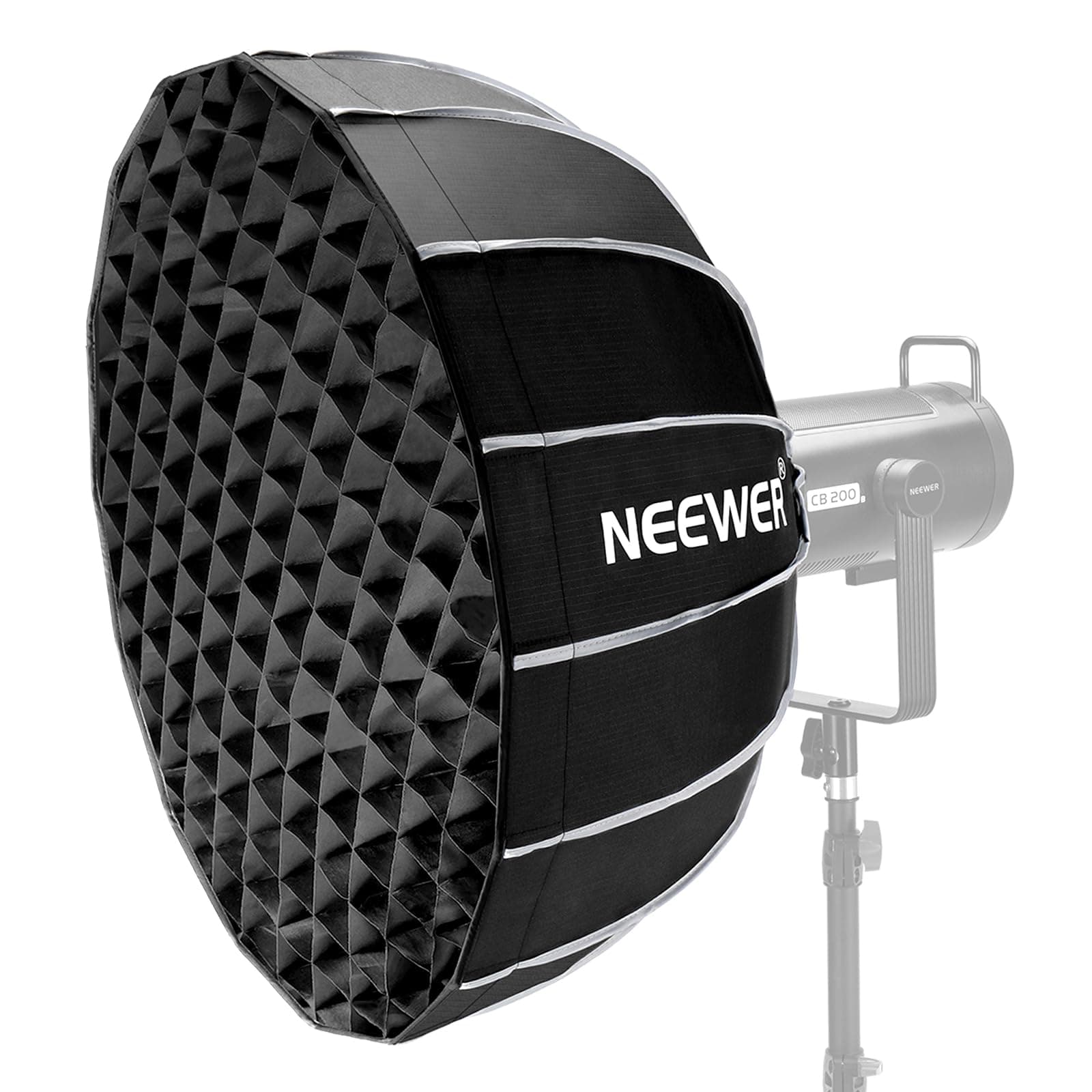 25.6"/65cm Softbox Parabolic Hexadecagon, Quick Setup/Fold Like Umbrella with Bowens Mount, Metal Beauty Dish/Diffusers/Grid/Bag for CB200B CB60 MS60B MS60C Compatible with Aputure Godox, NS65U