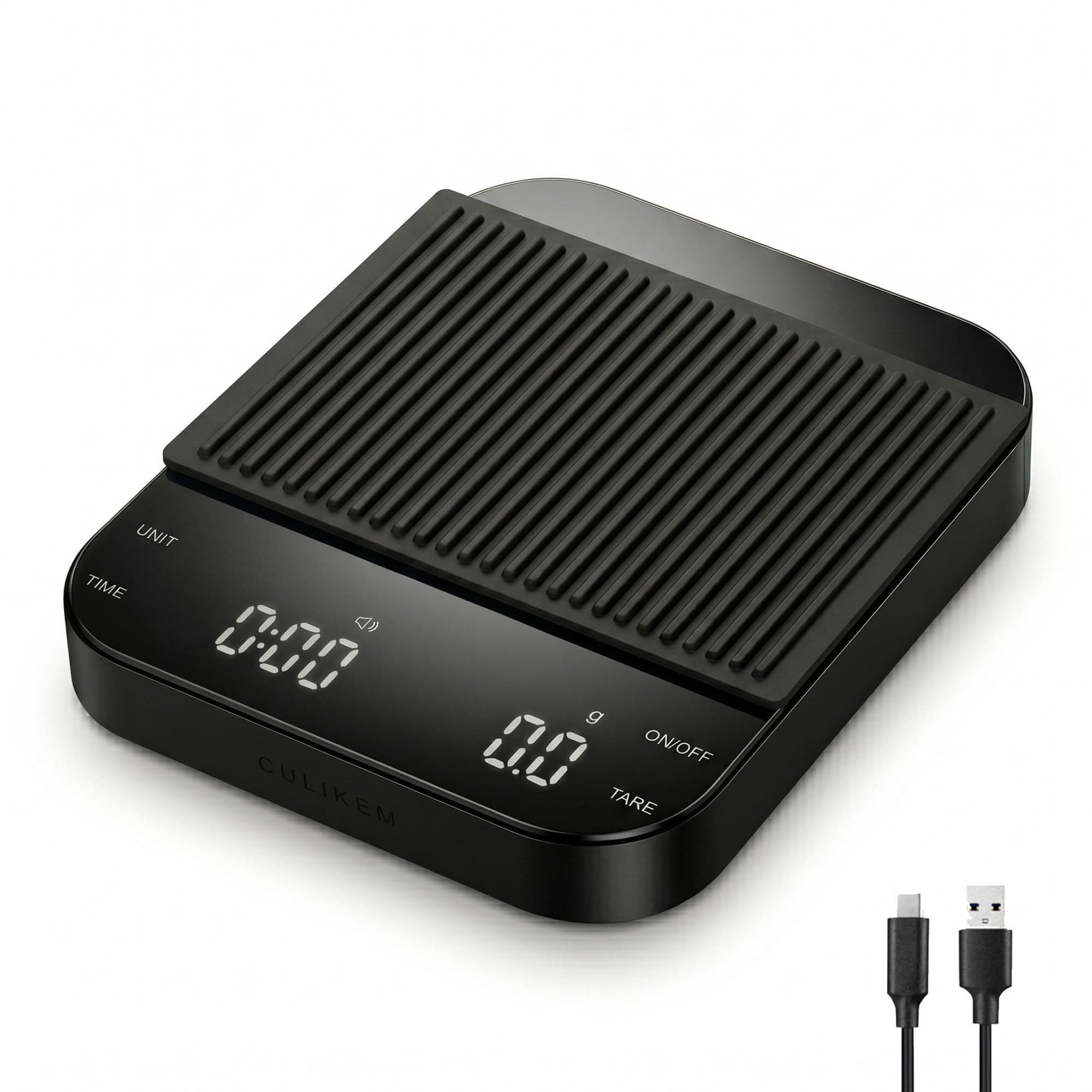 Digital Coffee Scale with Built-in Timer, 0.1g Precision to 3000g Rechargeable Espresso Scale, Touch Glass Kitchen Food Scale for Pour Over, Baking and Macros