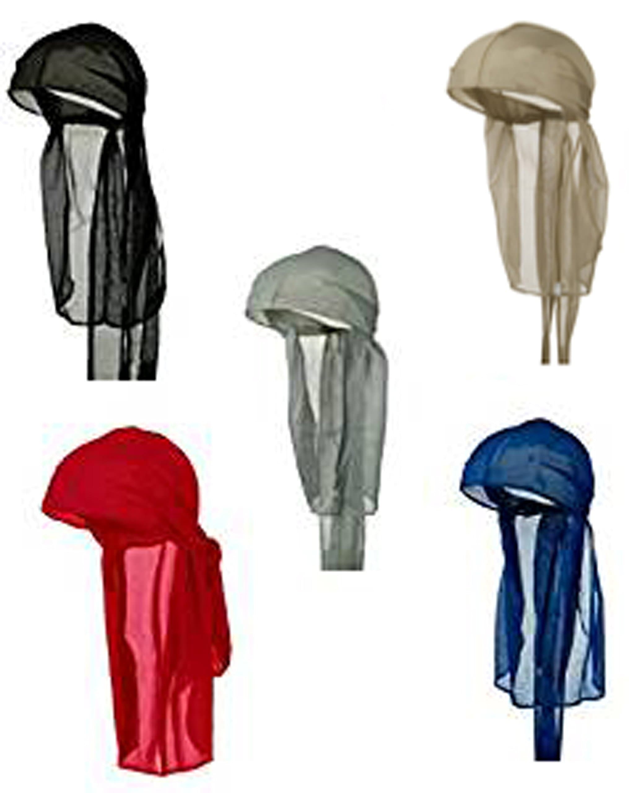 Durag Nylon Wave Stocking Cap Pack Black Red Royal Blue Tan Gray