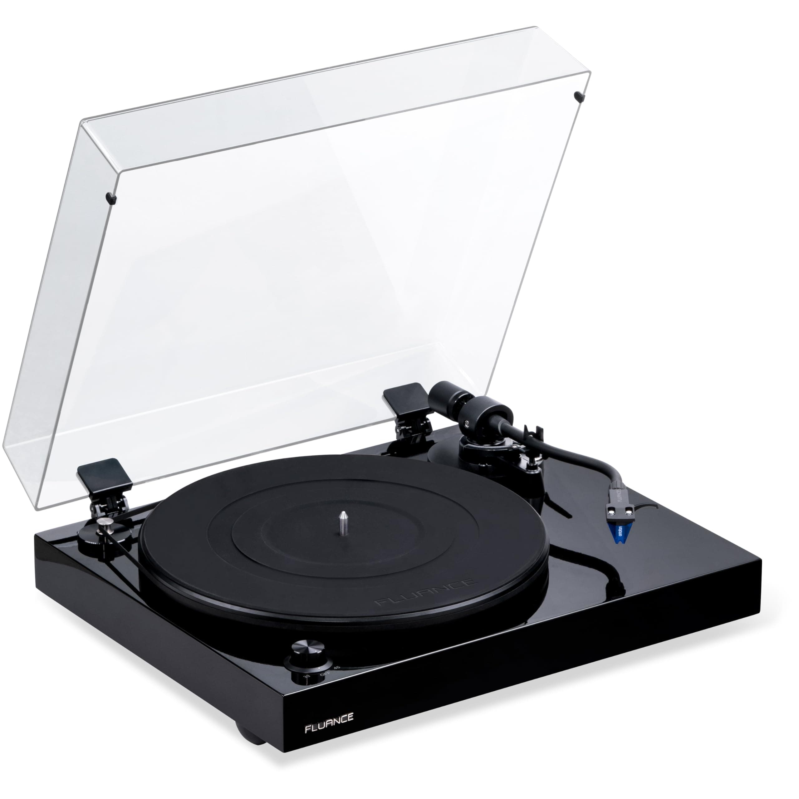 RT84 Reference High Fidelity Vinyl Turntable Record Player with Ortofon 2M Blue Cartridge, Speed Control Motor, High Mass MDF Wood Plinth, Vibration Isolation Feet - Piano Black