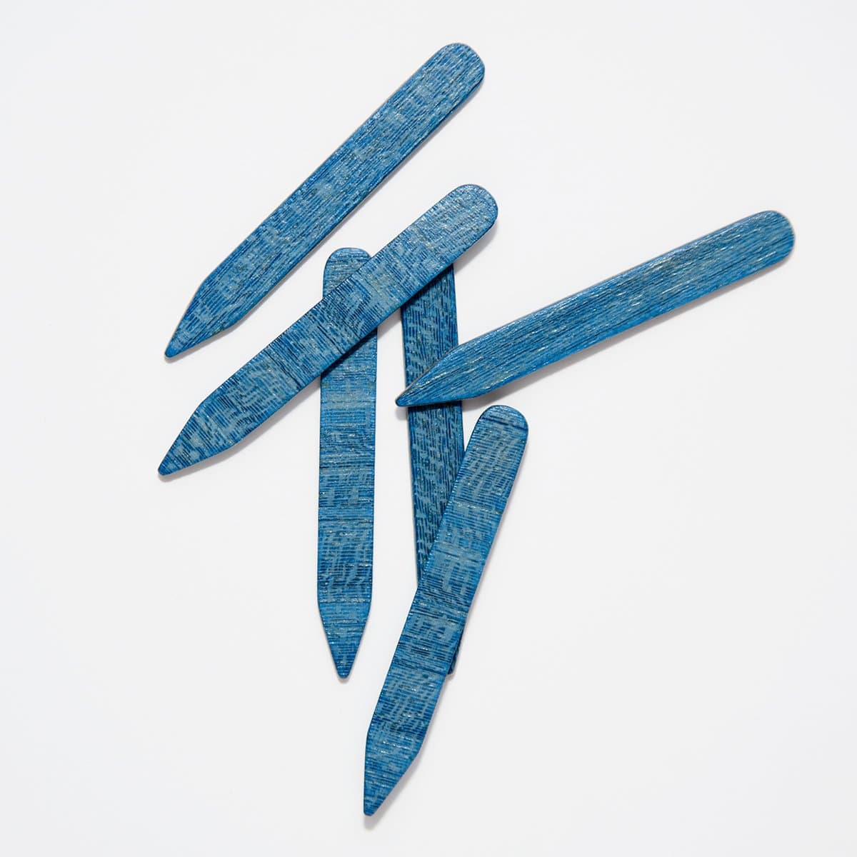 Deep Blue Wooden Collar Stays 6 Pack