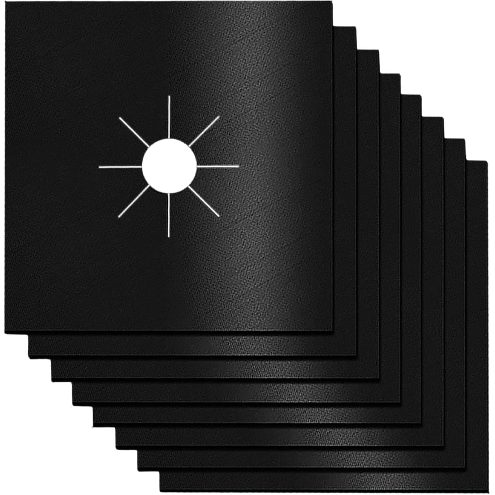 Stove Burner Covers,0.3 MM Double Thickness,8 Pack,Gas Stove Burner Liners,Non-stick Reusable Gas Range Stove Top Covers for Kitchen,Cuttable,Easy to Clean,Black,Size 10.6” x 10.6”