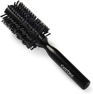Cortex Professional 100% Boar Bristle Round Hair Brush, For Women and Men, For All Hair Types, Natural and Soft Hair Brush - Black Wood 2.4"