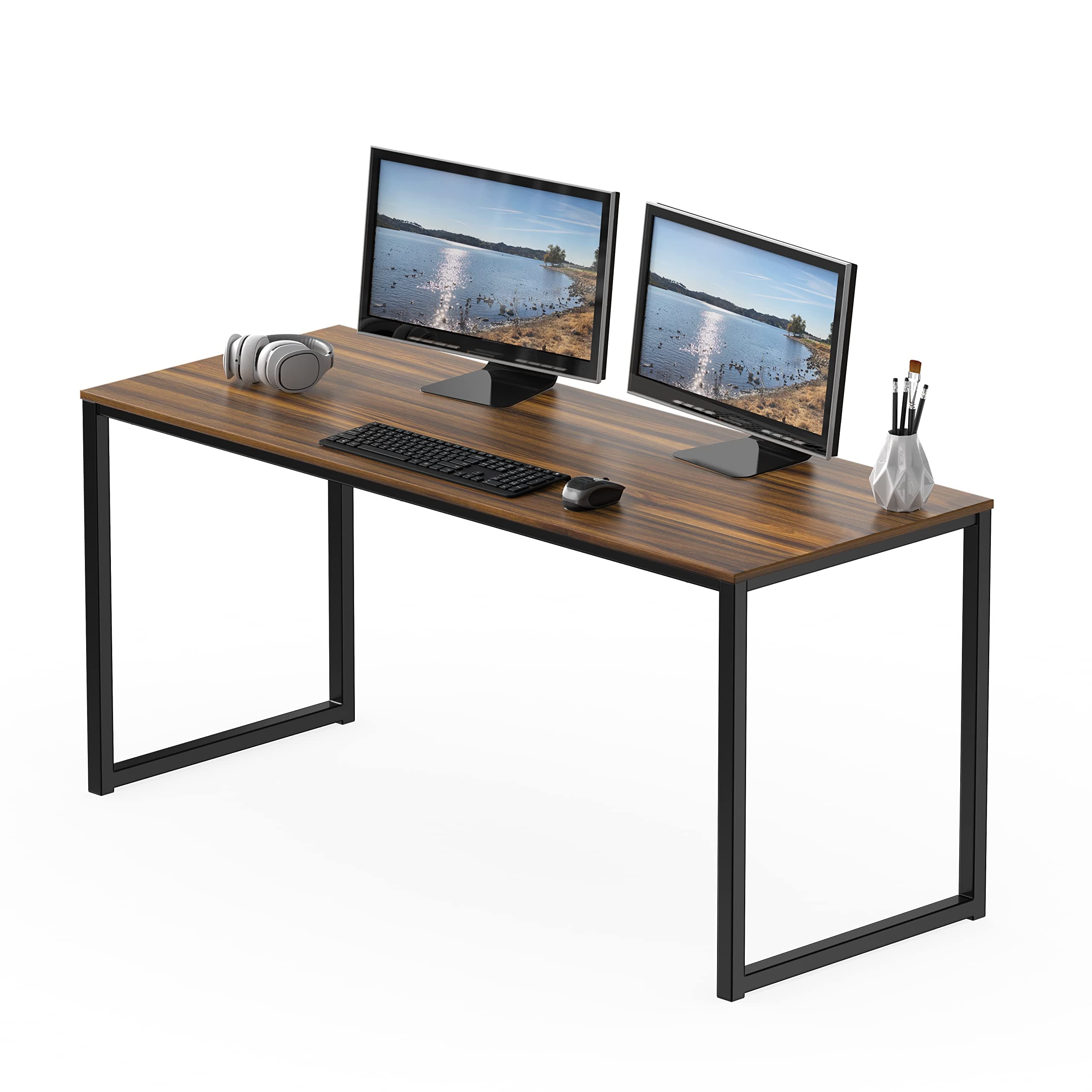 SHW Mission 55-Inch Home Office Computer Desk, Walnut