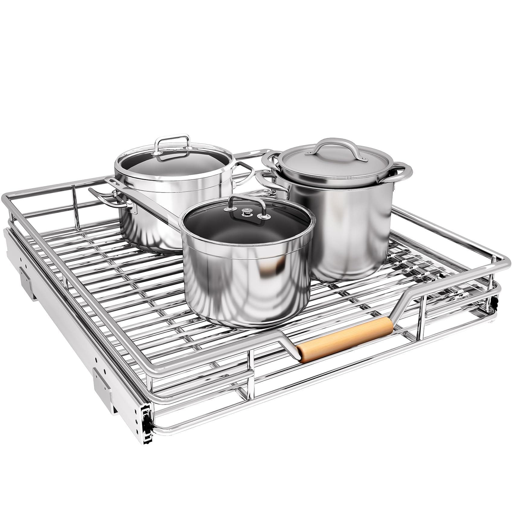 Pull out Cabinet Organizer, 18"W X 21"D, Heavy Duty Smooth Sliding Under Cabinet Shelves for Pots and Pans, Full-Extension Roll out Drawers, Slide out Organization for Home Kitchen Pantry