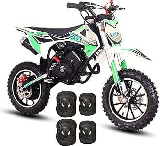 SYX MOTO 60cc Kids Dirt Bike, Gas Powered Mini Bikes, 4 Stroke Off-Road Mini Bikes, Trail Bike with Speeds up to 21.75 MPH, Weight Support Up to 143 LBS (Green)