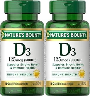 Vitamin D-5000 IU Softgels, Maximum Strength 150 ea ( Pack of 2)