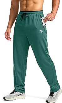 G Gradual Men's Sweatpants Open Bottom, Workout Pants with Zip Pockets Mesh Lightweight for Running, Athletic, Lounge