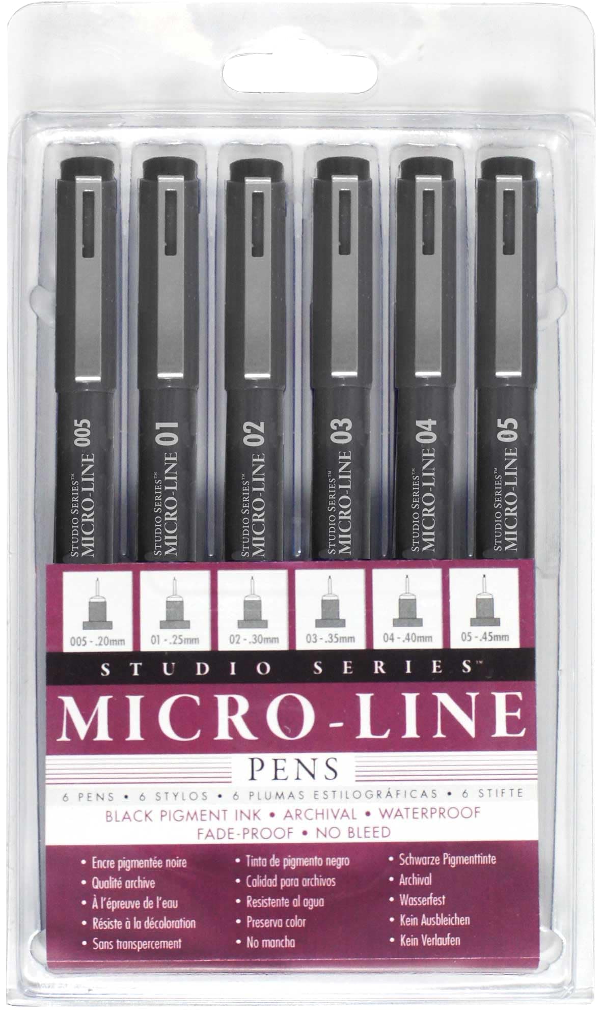 PETER PAUPER PRESS Studio Series Micro-Line Pigment Ink Pen Set (Set of 6)