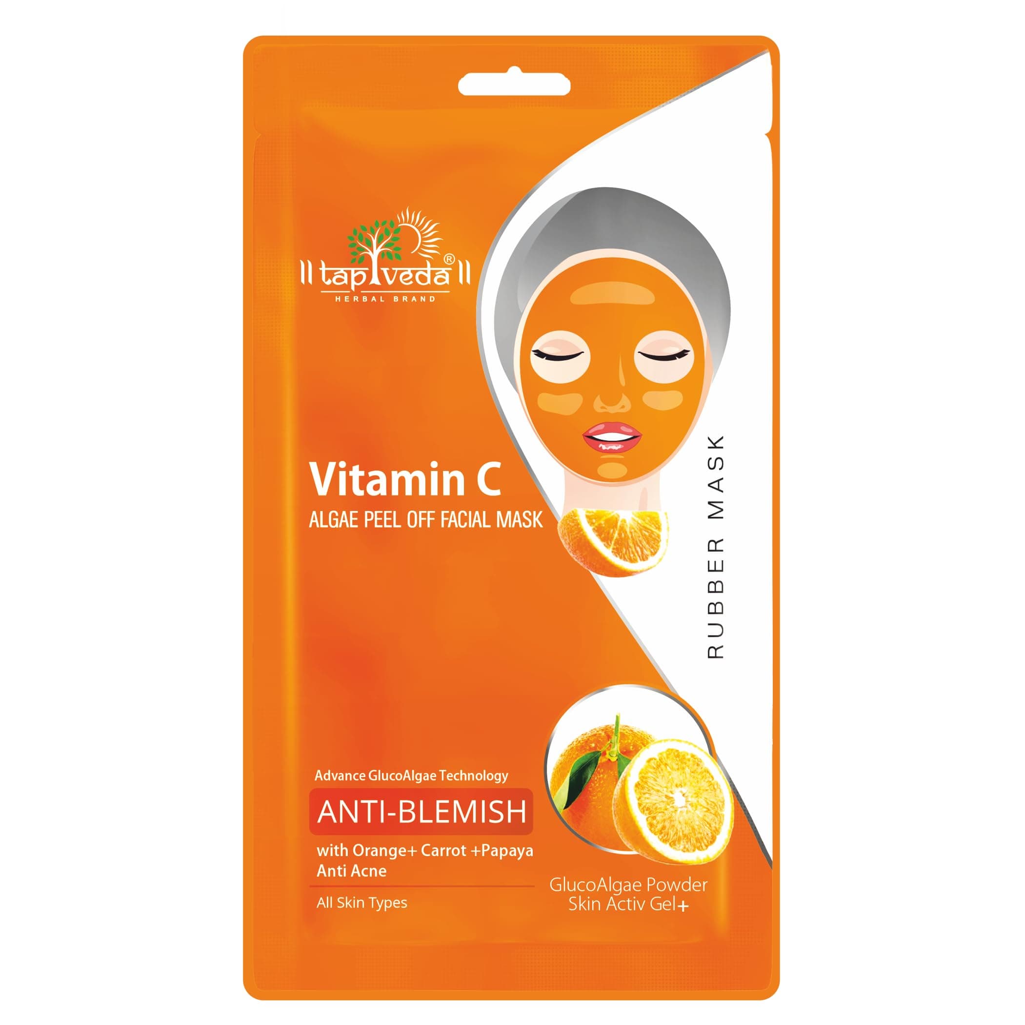 Vitamin C Algae Peel Off Mask For Improves Skin Moisturization (90g) | Firmness & Elasticity | Face Mask With Orange & Carrot | For All Skin Type