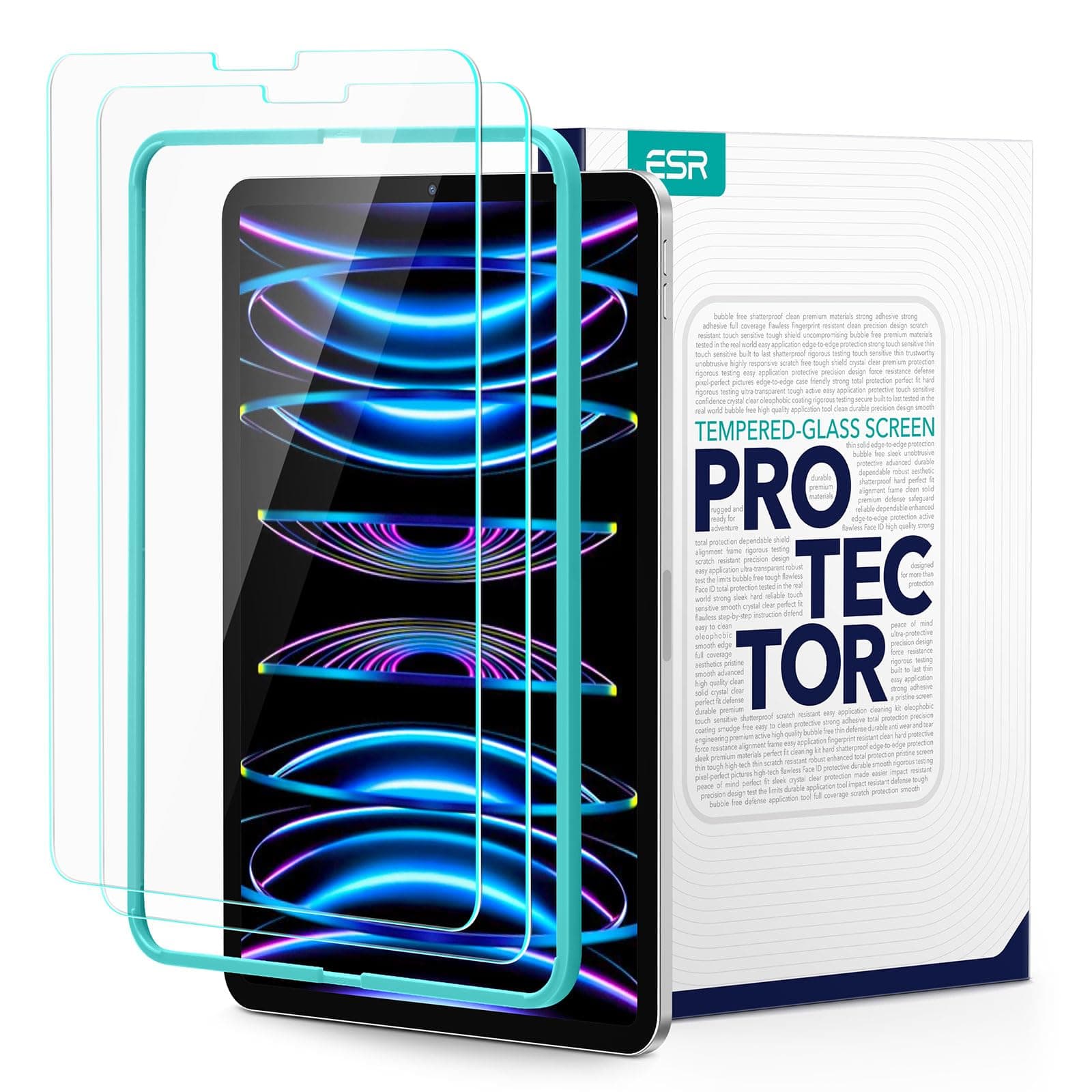 ESR (2-Pack Screen Protector for iPad Air 4 2020 / iPad Pro 11 2020 & 2018, 9H-Hard HD Clear Tempered-Glass Screen Protector for The iPad Pro 11-Inch/iPad Air 10.9 [2X Strength] [Scratch-Resistant]