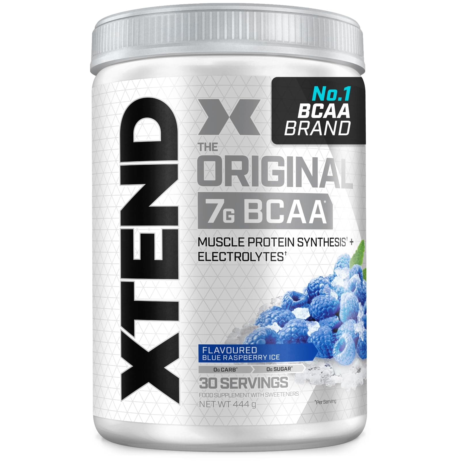 XTEND Original BCAA Powder Blue Raspberry Ice 30 Servings | 7g BCAAs Per Serving | Sugar Free Branched Chain Amino Acids and Electrolytes Powder for Post Workout Muscle Recovery and Hydration