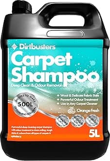 Dirtbusters Carpet Cleaner Shampoo Solution (5L), Clean & Deodorise Stain Remove Odour Treatment, Orange Fresh