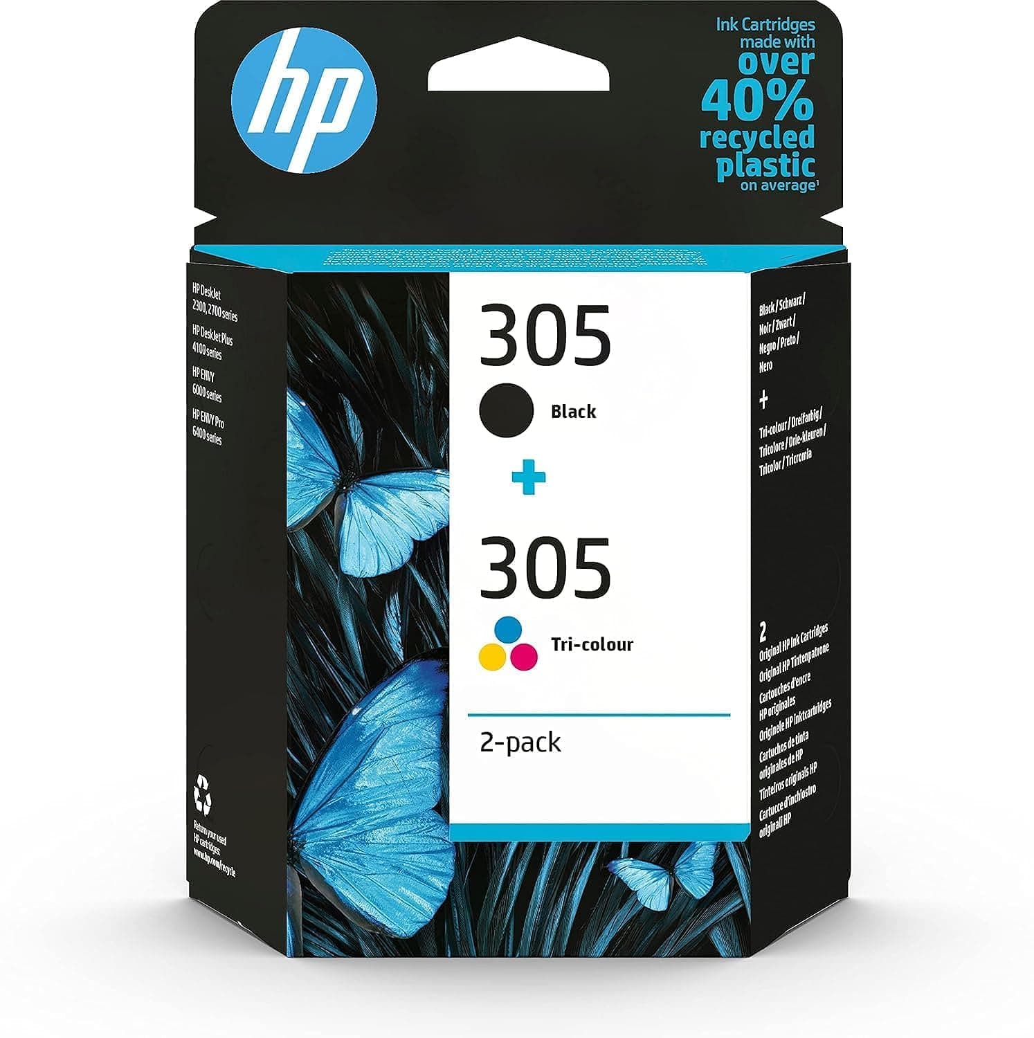 HP 305 2-Pack Tri-Color/Black SUPL