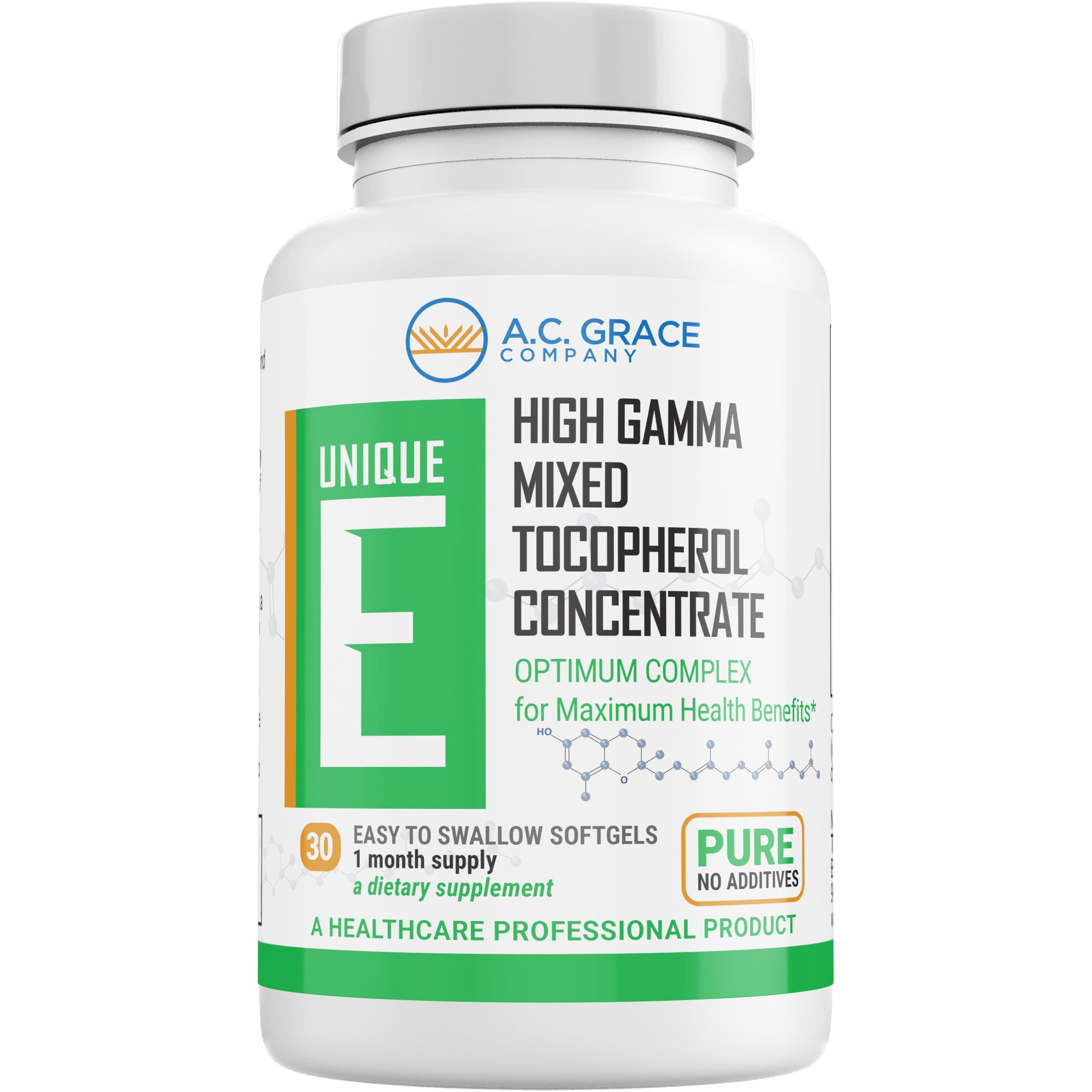UNIQUE E A.C. Grace Company, Mixed Tocopherols Concentrate Softgels, 30 Count