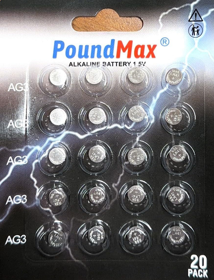 20 x AG3 Poundmax LR41 1.5V Alkaline Button Cell Battery