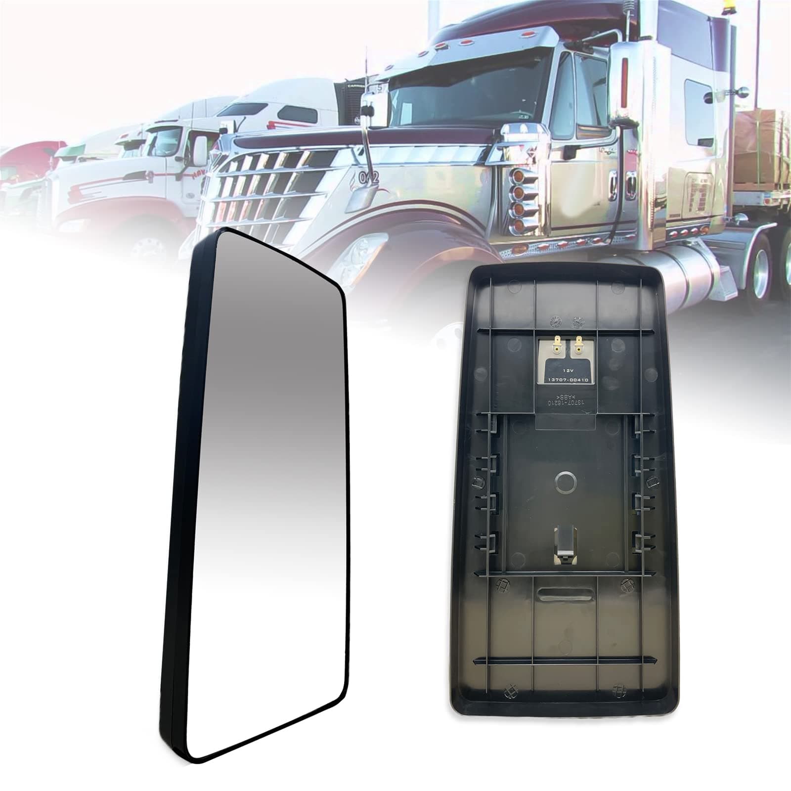 SPLENDID Replacement Mirror Glass for 2002-2017 International Durastar Workstar Prostar, Flat, Heated, High Reflective, Driver/Passenger Side