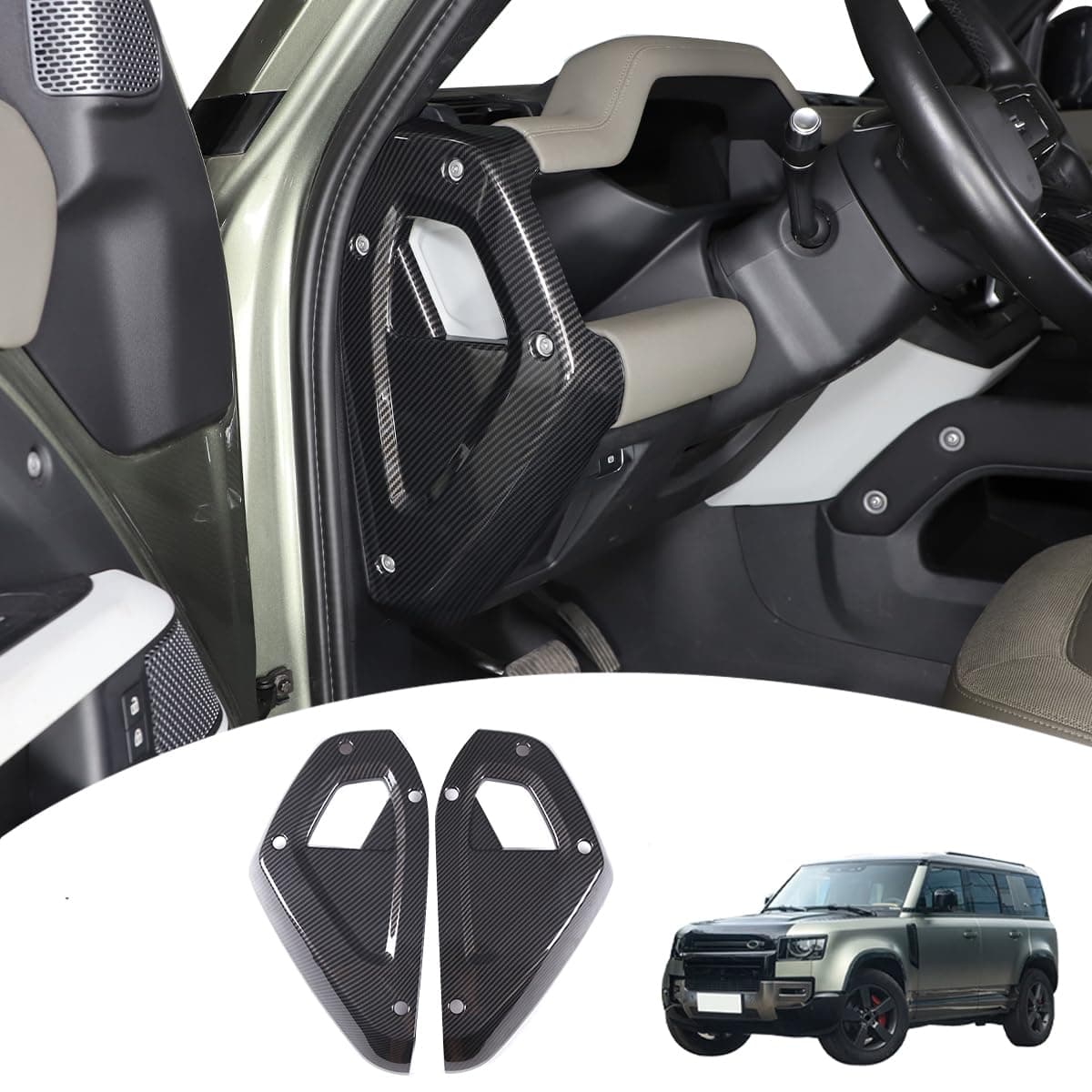 Car Central Control Both Sides Decorative Strips Sticker for Land Rover Defender 2020-2025 90 110 130 Interior Accessories (Carbon Fiber)