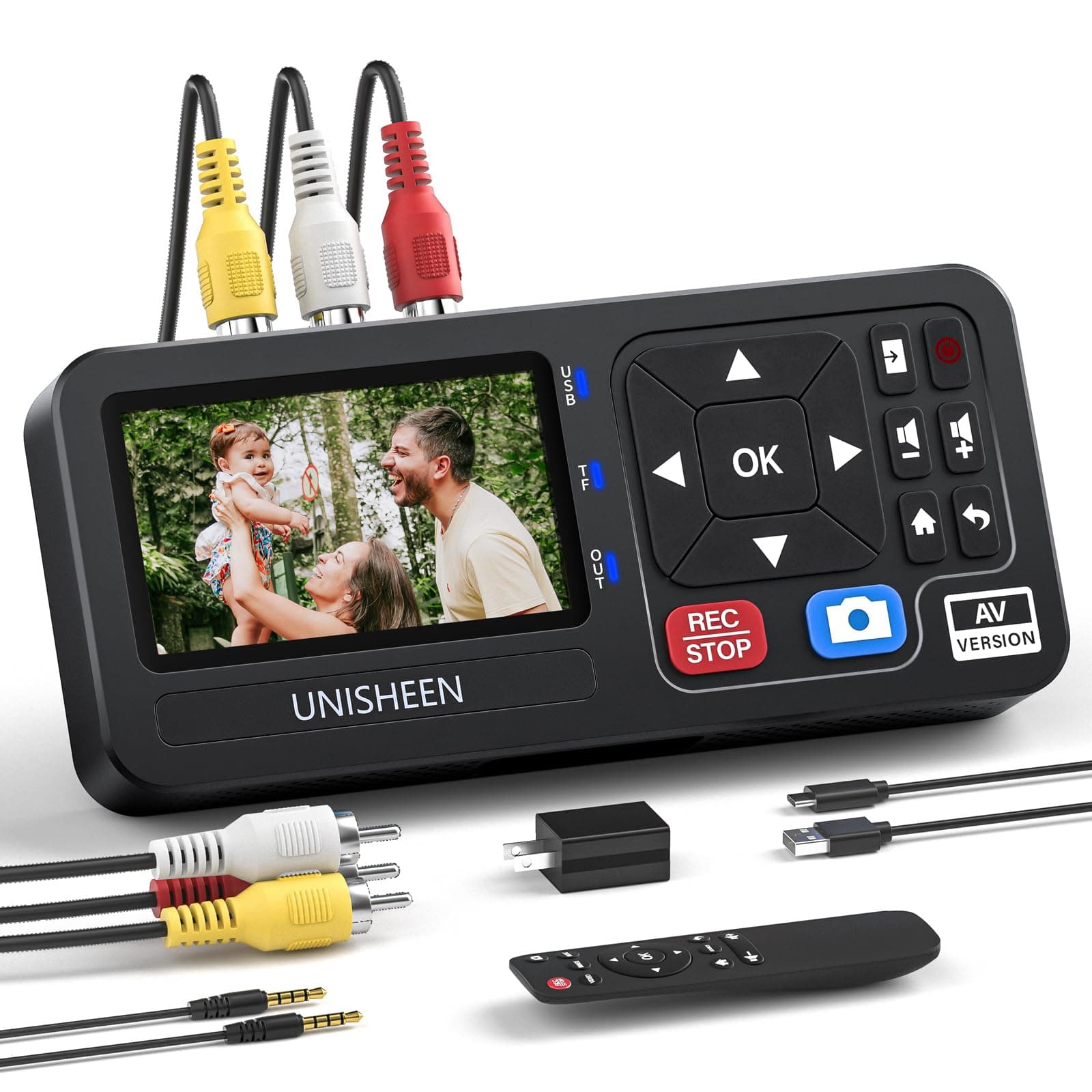 Convert VHS to Digital-Compatible with VHS, VCR, DVR, DVD, Cassette, Hi8, Mini DV Players, Camcorder, Gaming Consoles with Remote Control