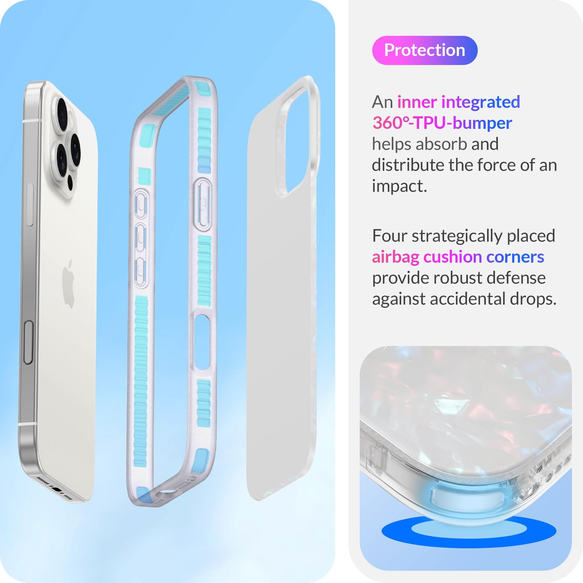 LONLI Hue Case for iPhone 16 Pro Max - [360° Shock-Absorbent Bumper] - [Cute and Unique Phone Cover for Girls and Women] - White Pearl Tort