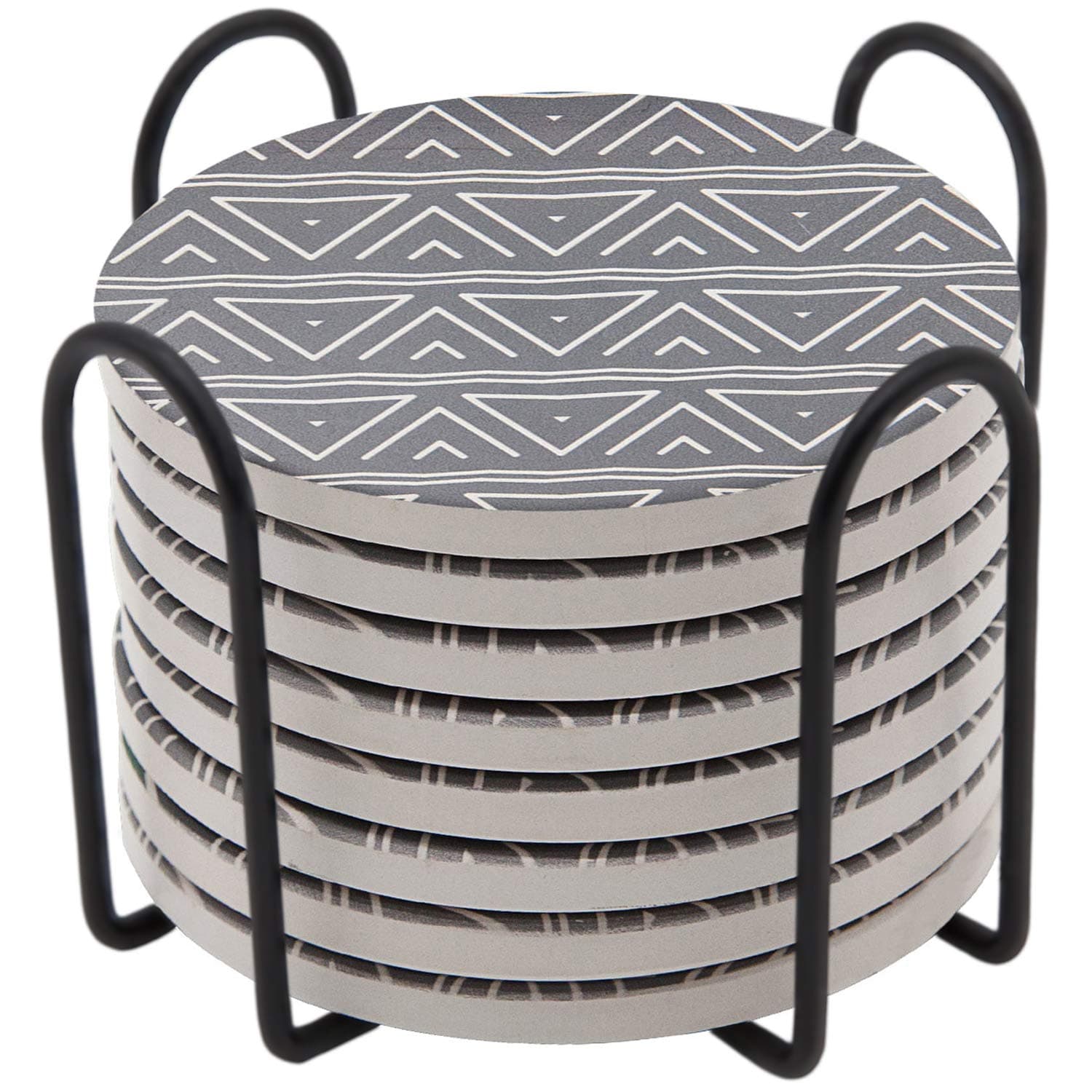 Absorbent Drink Coasters, GOH DODD 8 Pieces Ceramic Mats Table Centerpieces Home Decor with Cork Backing and Holder Stand for Home Office, Egyptian Pharaoh Surface Pattern