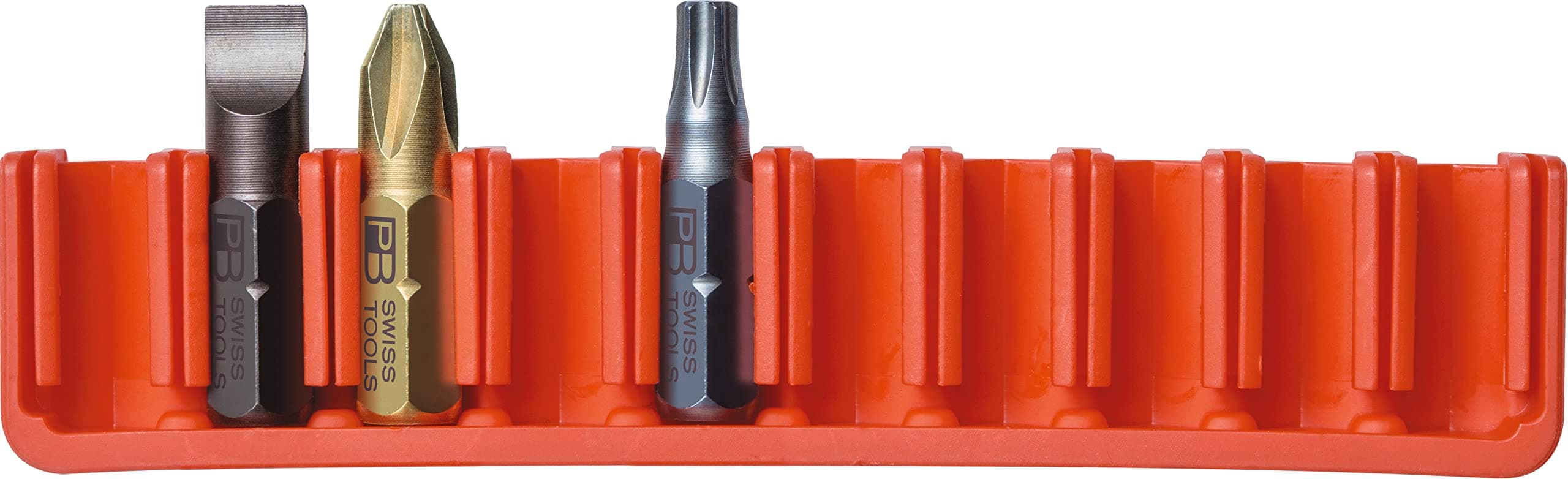 PB Swiss Tools - PrecisionBits BitBlock and Magnetic Holder with C6 or E6 Design for Slotted, Phillips, Pozidriv and Torx® Screws, Model #970.C6 and E6, Mechanics' Tools