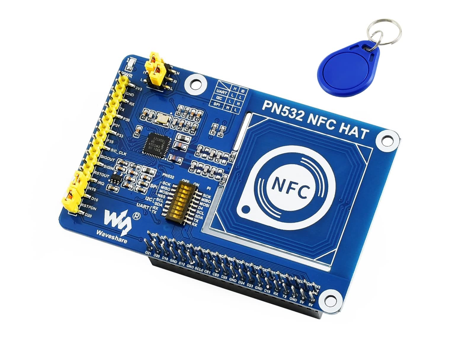 PN532 NFC HAT for Raspberry Pi I2C / SPI/UART Interface Near Field Communication Supports Various NFC/RFID Cards like MIFARE/NTAG2xx Raspberry Python/C, STM32, Arduino Code Provided