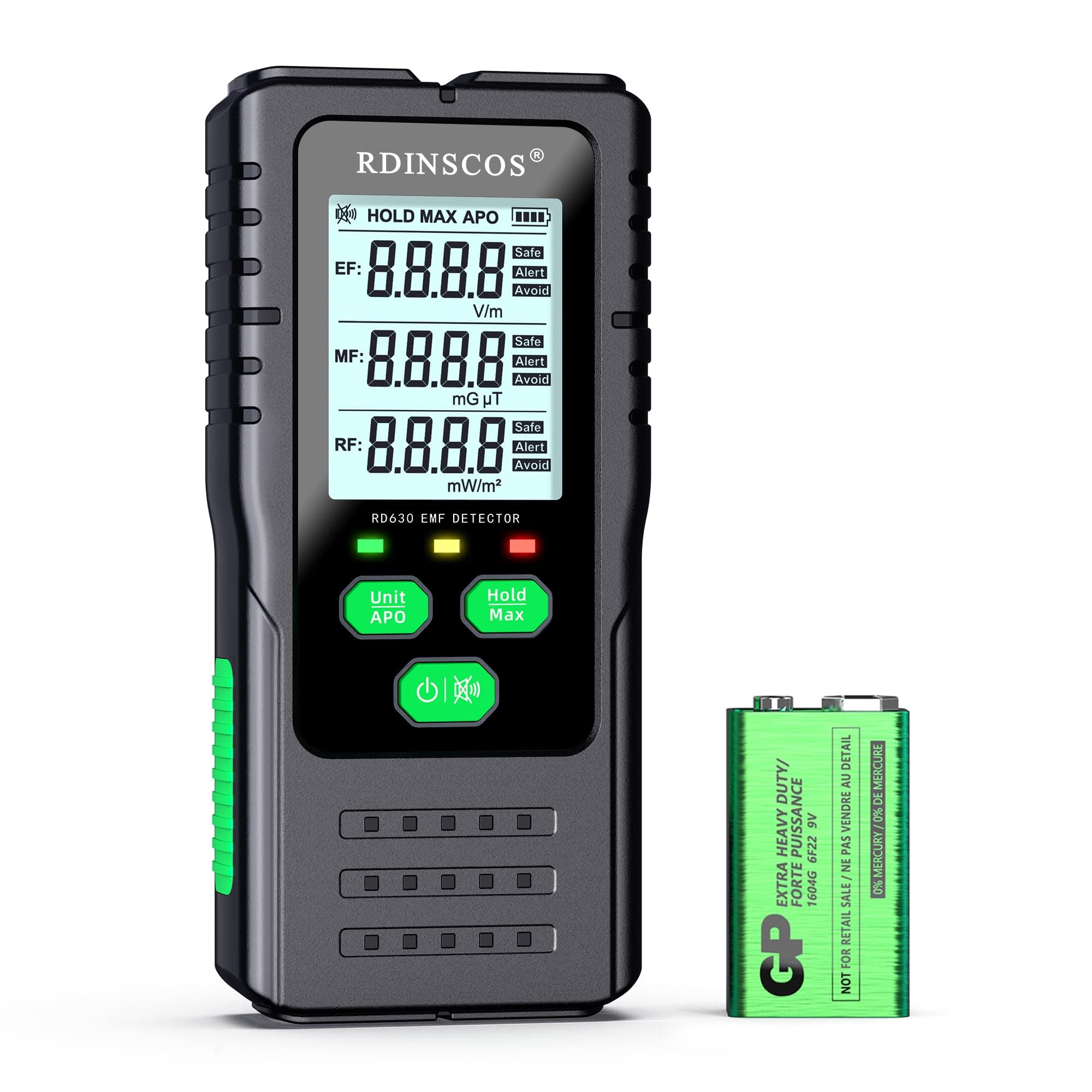 EMF Meter, Rechargeable Digital Electromagnetic Field Radiation Detector Hand-held Digital LCD EMF Detector, Great Tester for Home EMF Inspections, Office, Outdoor and (RD630)