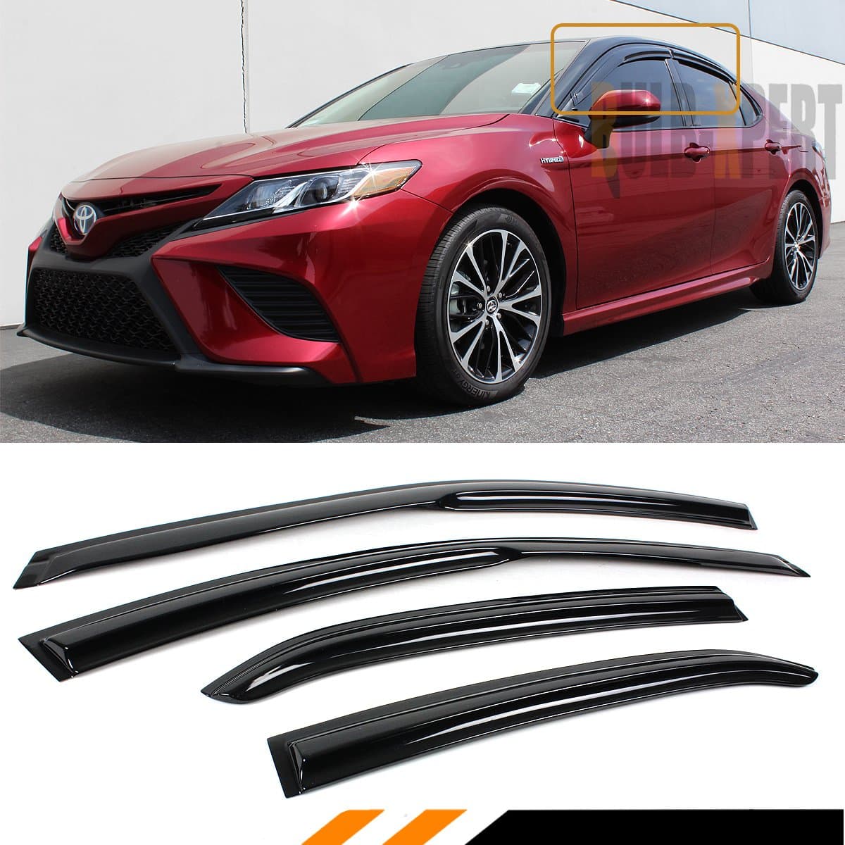 Cuztom Tuning JDM 3D Wavy Style Window Visor Rain Guard Deflector Compatible Fits for 2018-2024 Toyota Camry L LE SE XLE XSE