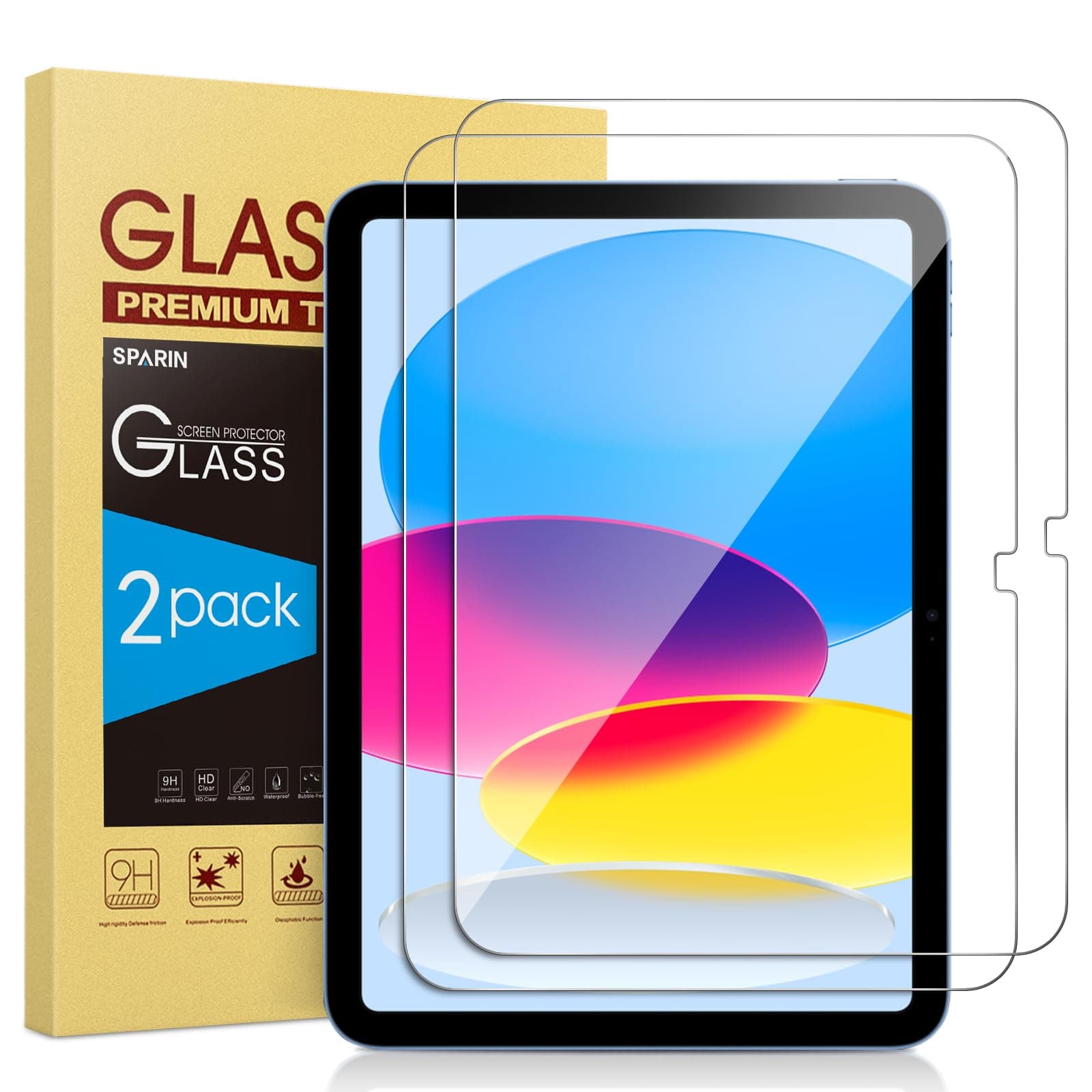 SPARIN 2 Pack Screen Protector for iPad (A16) 11th/10th Generation (2025/2022), 9H Hardness Tempered Glass Film, Scratch Resistant, HD-Clear