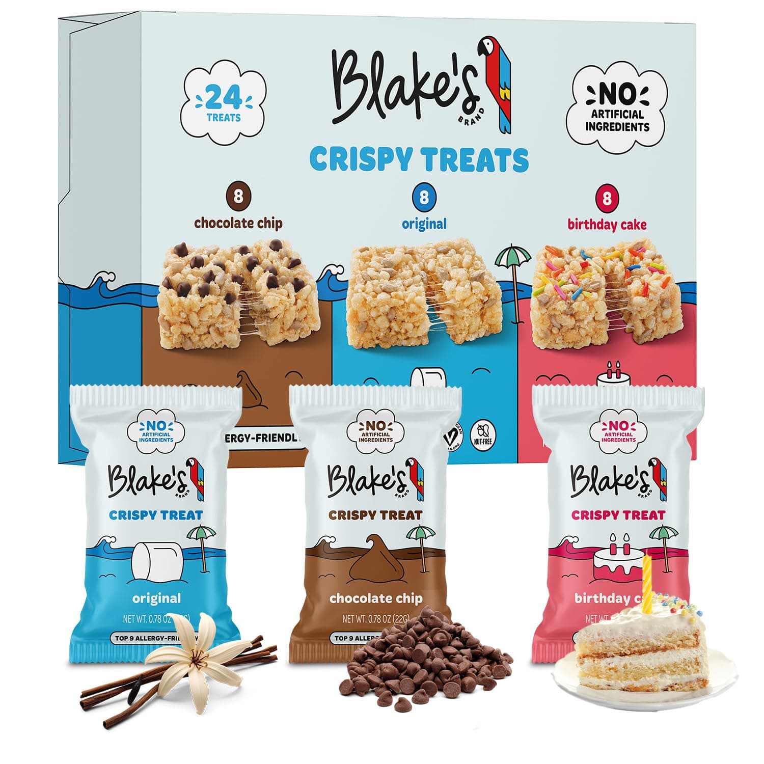 Blake’s Seed Based Crispy Treats – Variety Pack (24 Count), Vegan, Gluten Free, Nut Free & Dairy Free, Healthy Snacks for Kids or Adults, School Safe, Low Calorie Soy Free Snack