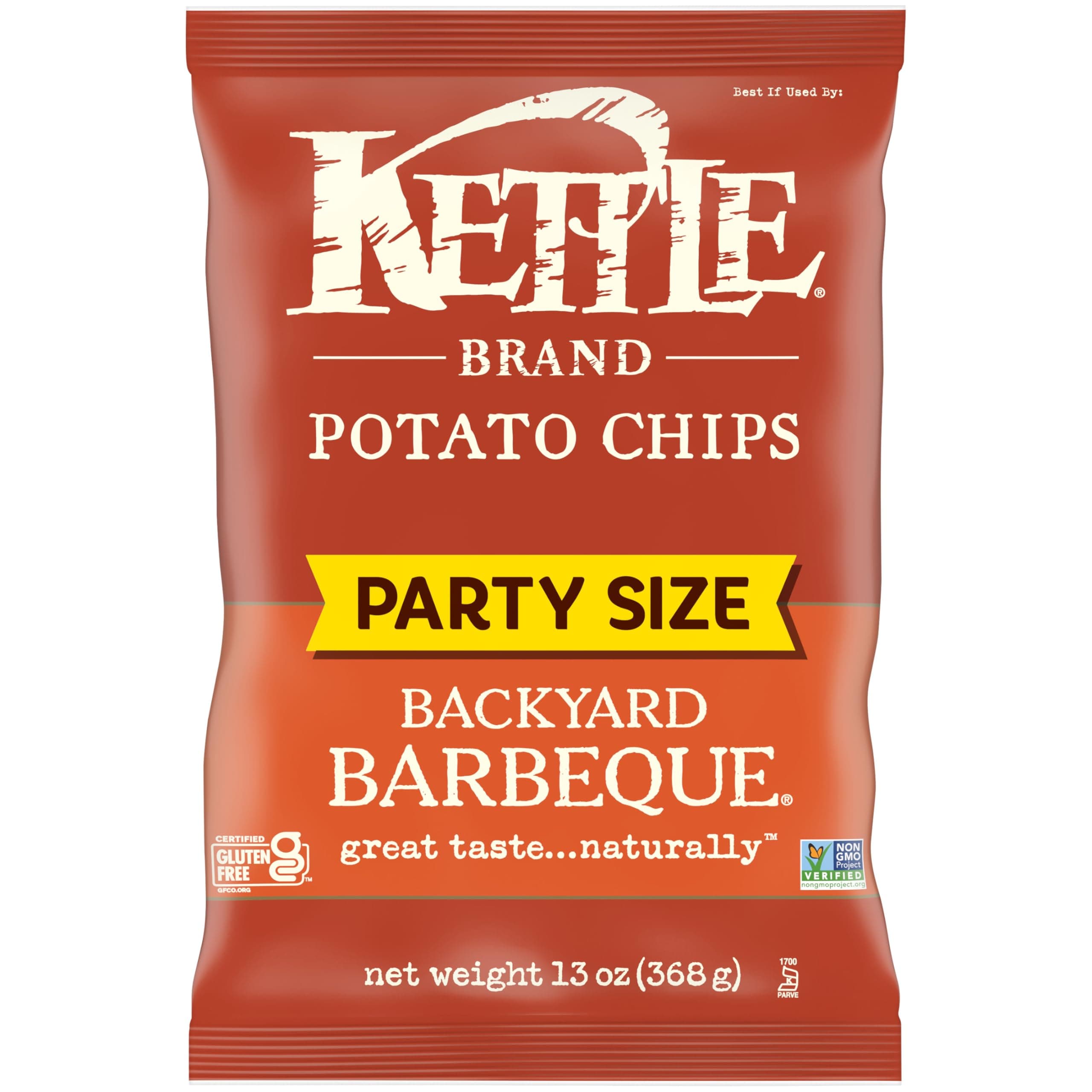 Kettle Brand Potato Chips, Backyard Barbeque Kettle Chips, Party Size, 13 Oz