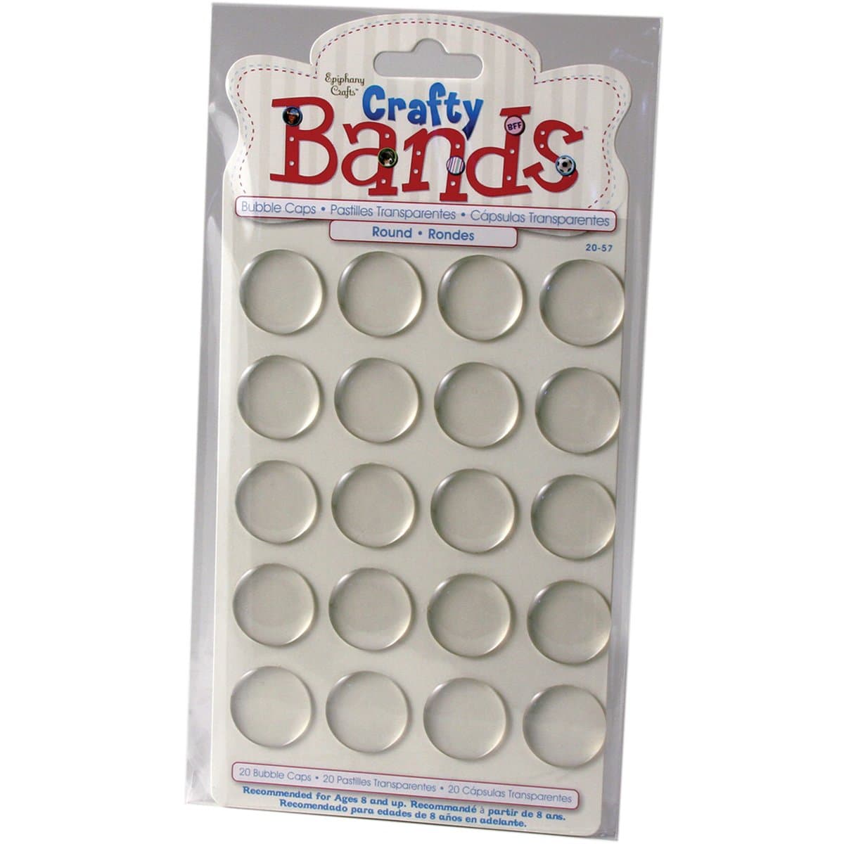 Epiphany Crafts Crafty Bands Clear Bubble Caps 20/Pkg-Round