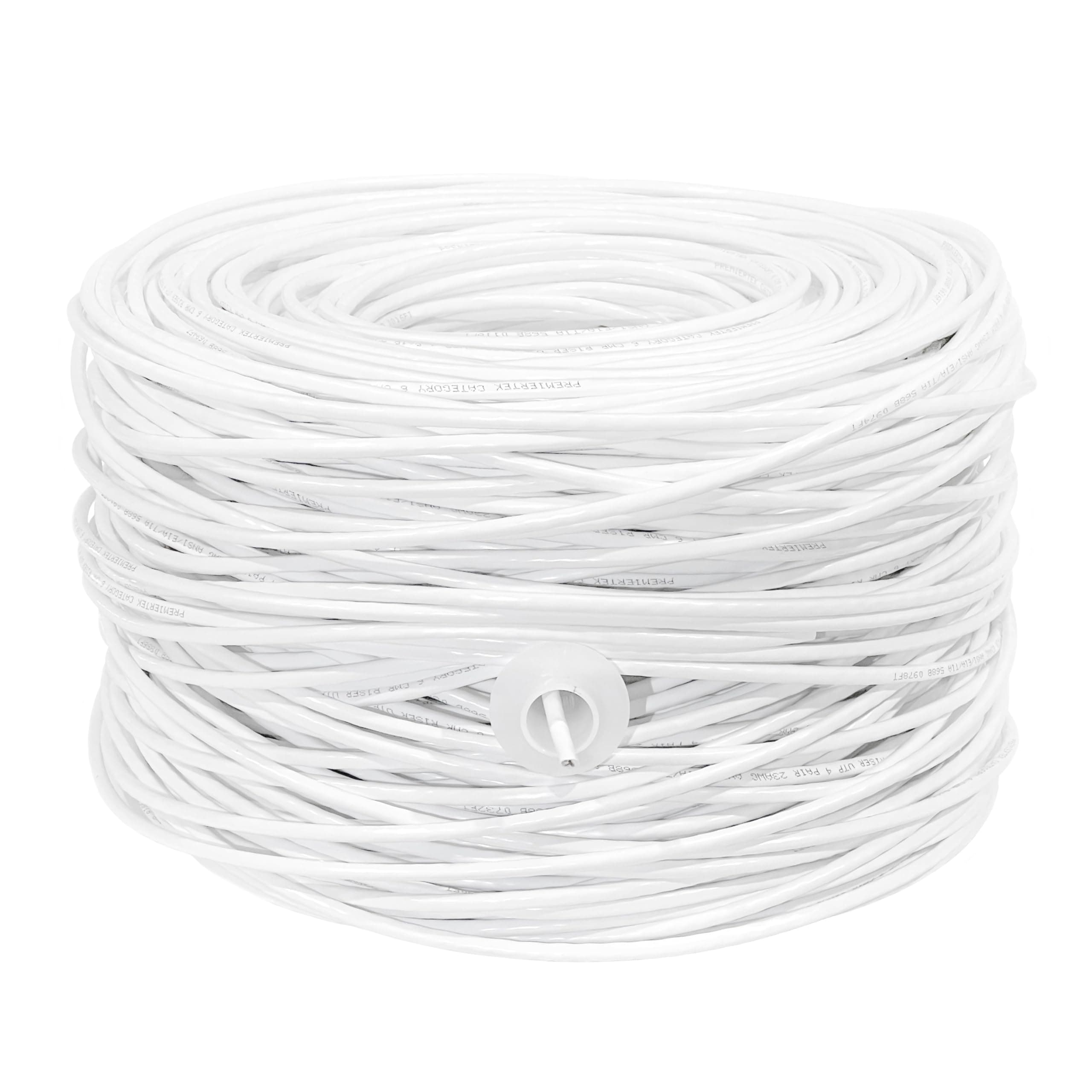 Premiertek 1000Ft Cat6 23AWG Riser UTP Solid 4-Pairs Network Ethernet LAN Cable Bulk White (CAT6-CCA-1KFT-W)