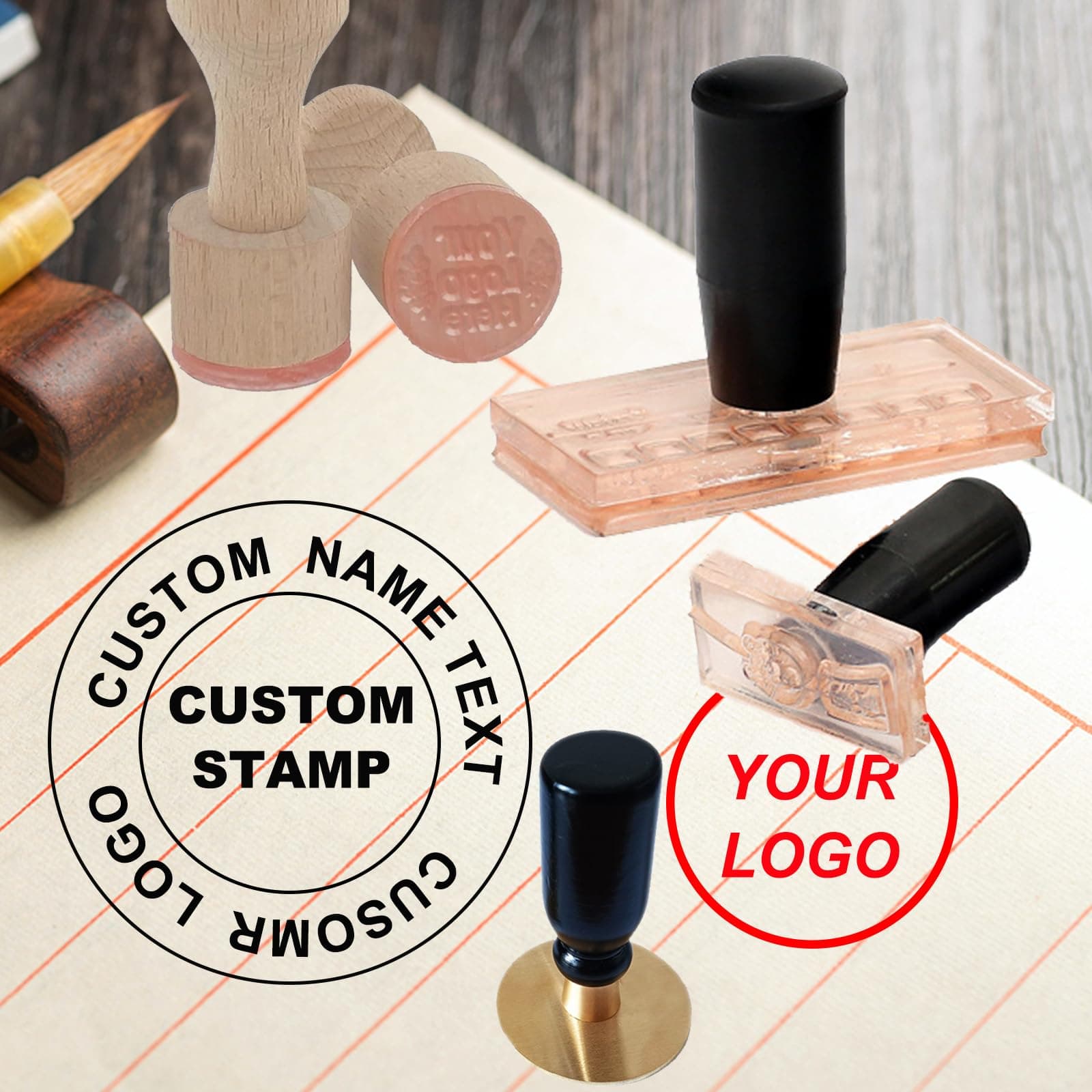 Custom Stamp with Logo Name, Multiple Size Personalized Rubber Stamps with Handle for Business,Stamp Maker,Return Address Stamps (Rectangular 1 * 4 in)