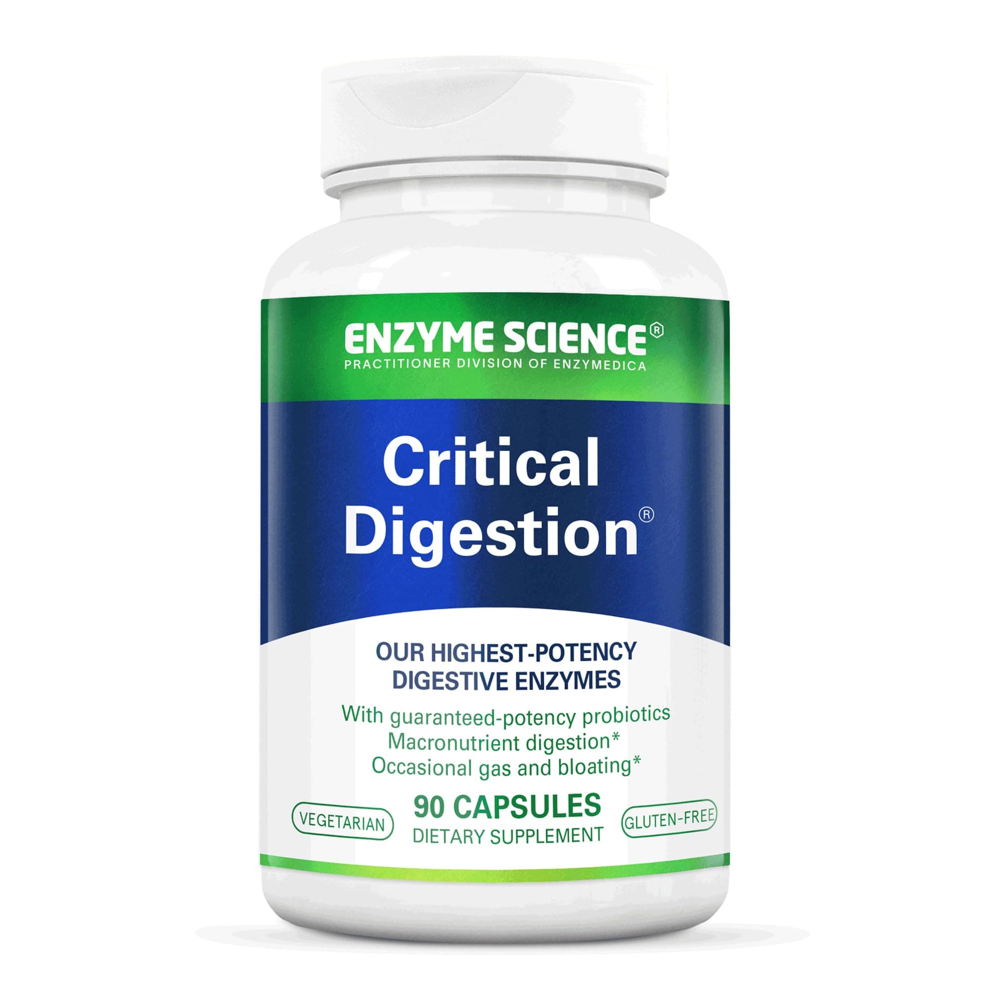 Enzyme Science Critical Digestion, 90 Capsules – High Potency Support for Digestion, Bloating, Indigestion, & Irregularity – Probiotic– Gut Health Formula –Vegetarian
