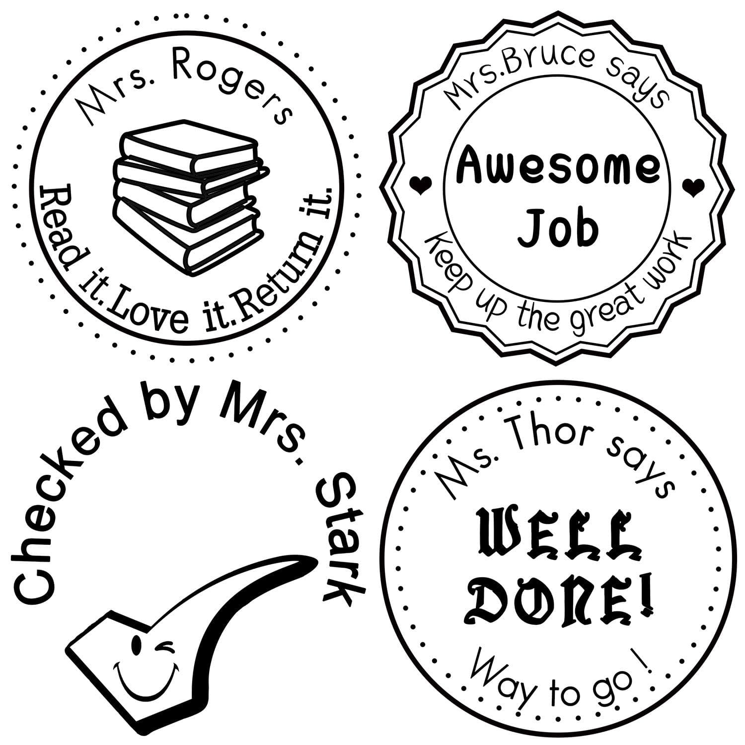 Custom Rubber Stamps Self Inking Stamps Personalized-Teacher Library Book Stamps 1-5/8"Diameter