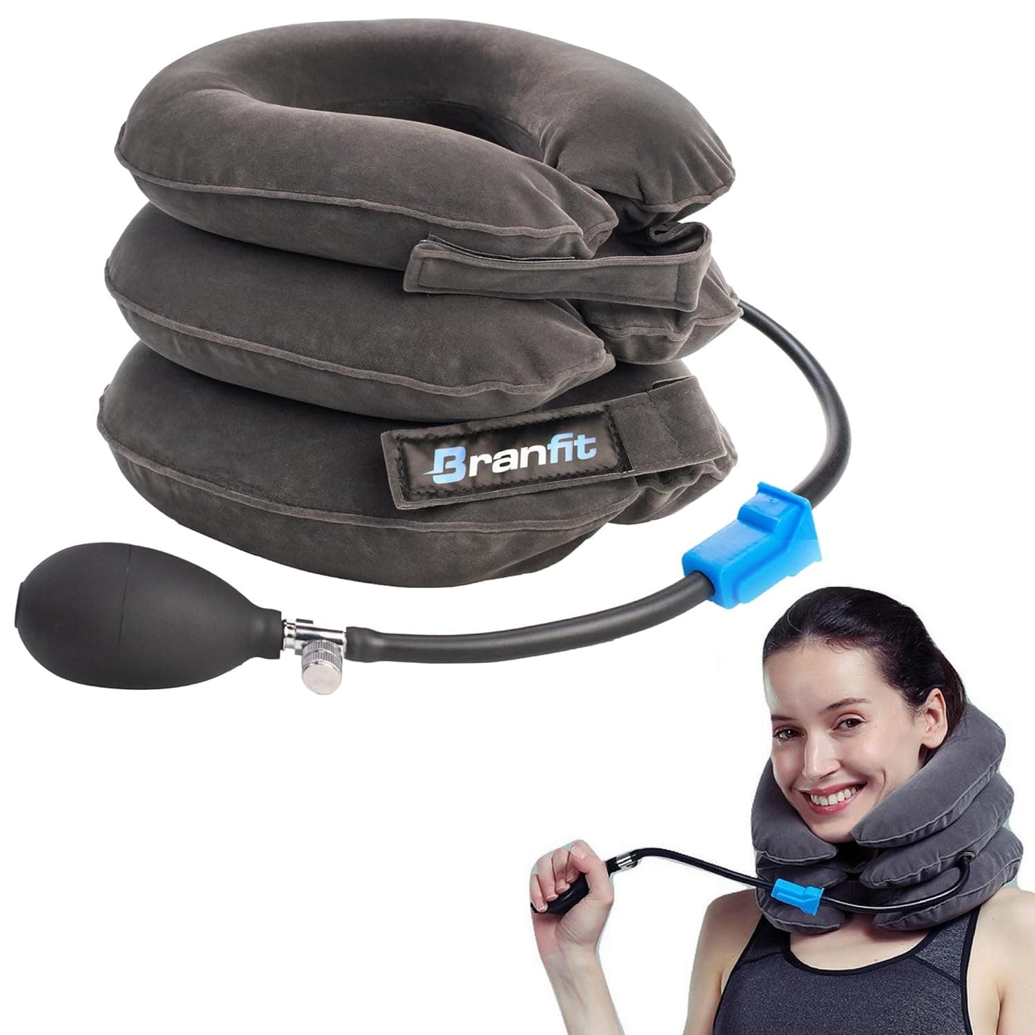 Branfit Cervical Neck Traction Device Pro - Adjustable Neck Support and Neck Stretcher for Spine Alignment and Neck Pain Relief