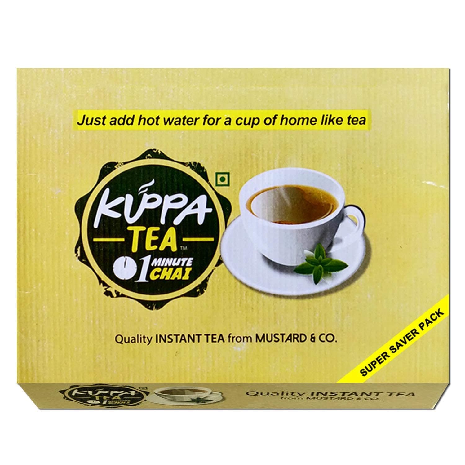 Kuppa Tea Sugarless Instant Tea Premix Super Saver Pack (50 sachets) with Free Measuring Cups and Stirrers Inside (Sugarless)