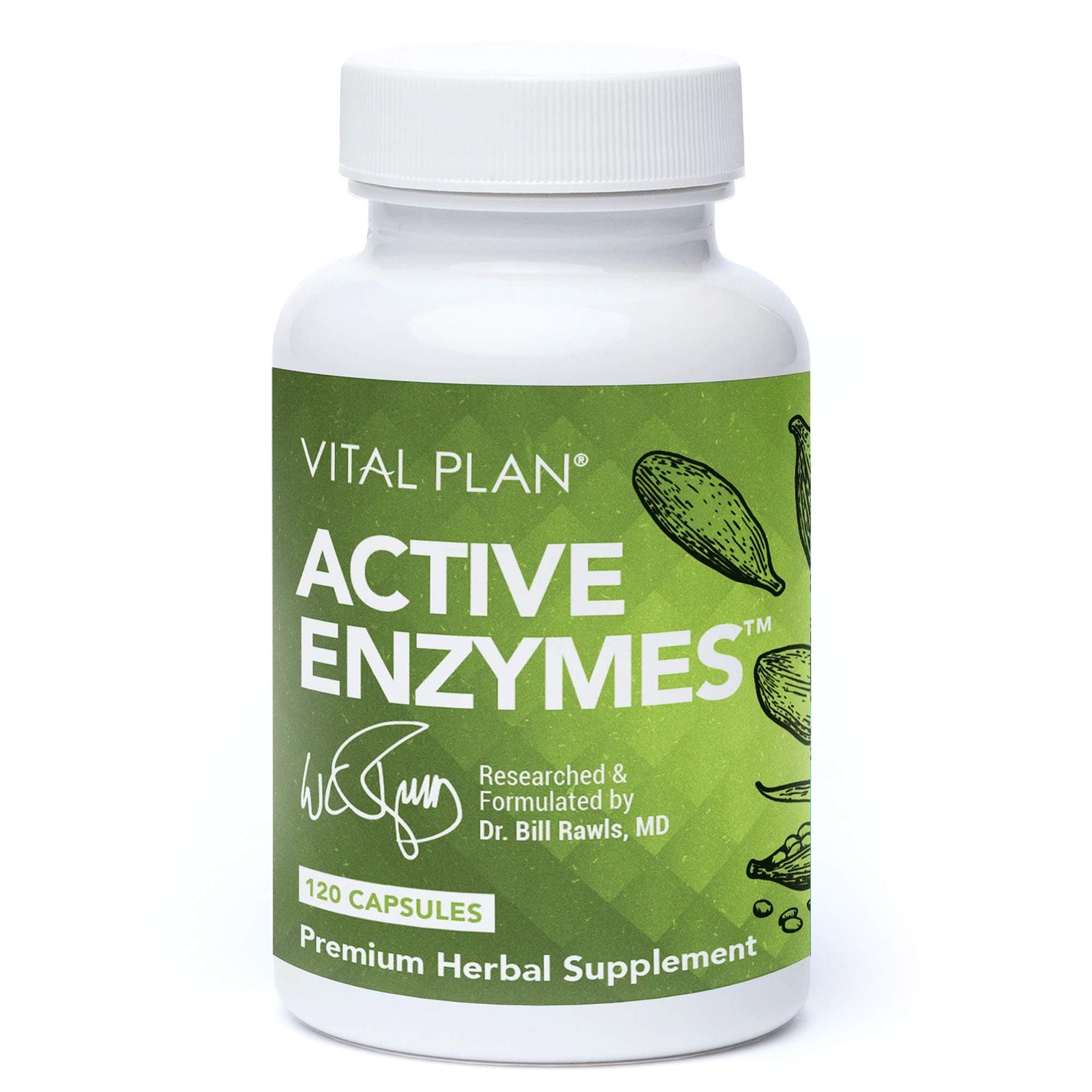 Vital Plan Active Enzymes Supplement by Dr. Bill Rawls - Digestive Enzymes for Gut Health & Digestion - Protease, Bromelain, Lactase, Amylase & Lipase
