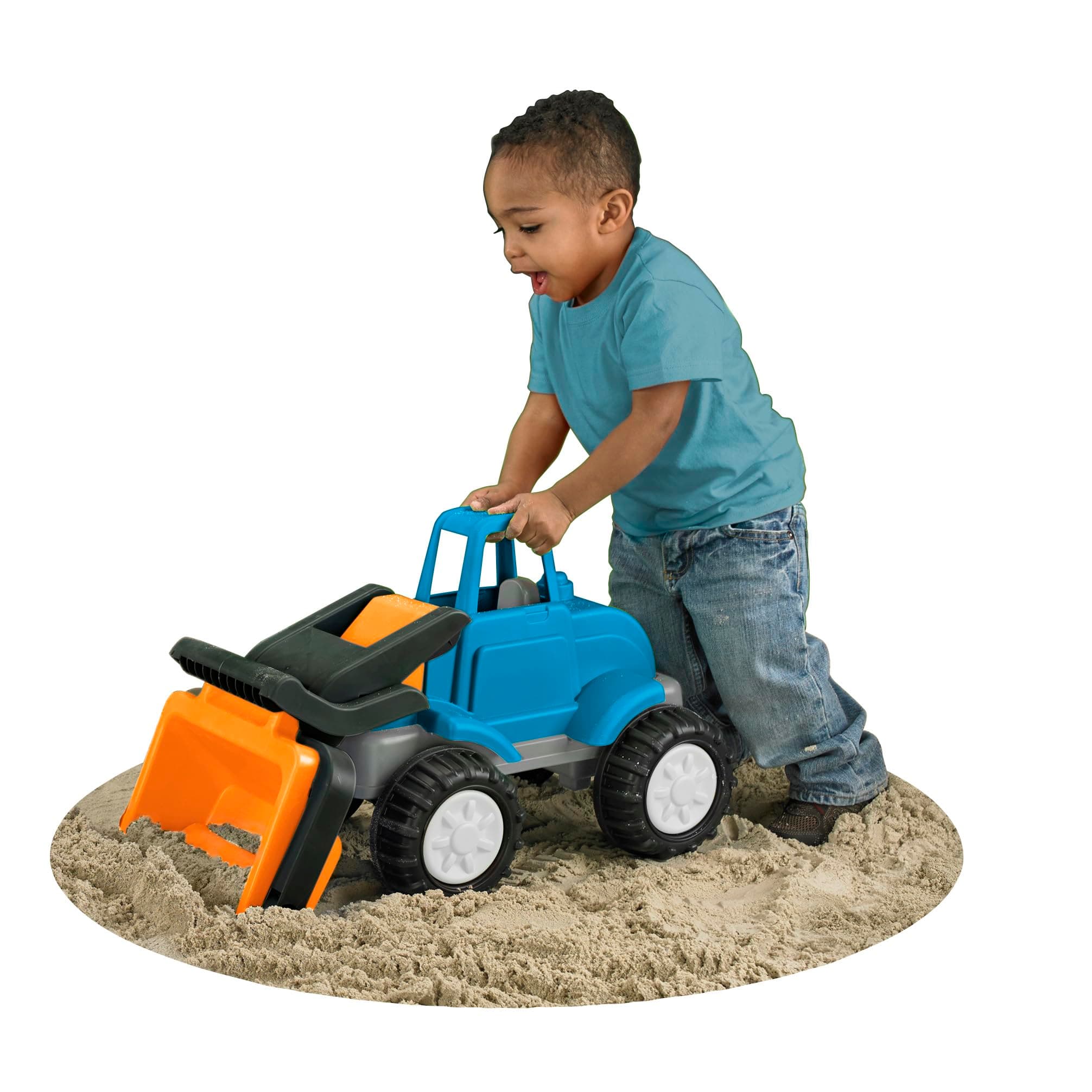 American Plastic Toys Gigantic Loader Truck with Tilting Loading Dump Bucket, Knobby Wheels, and Metal Axels for Indoors or Outdoors Play