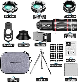 Phone Camera Lens Kit Upgraded Version Telephoto 28X Wide Angle 0.6X Macro 20X