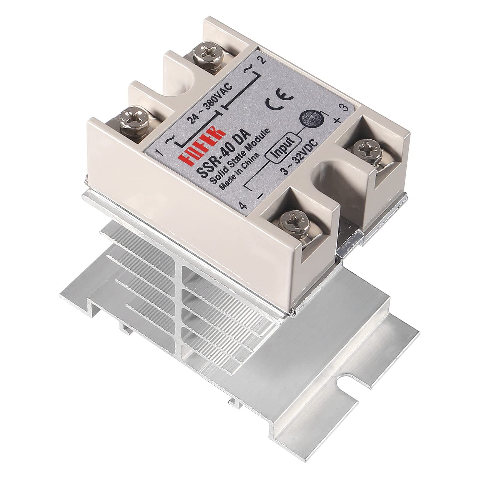 Solid State Relay SSR-40 DA 40A Input 3-32V DC Output 24-380V AC with Heat Sink for Thermostat Temperature Controller