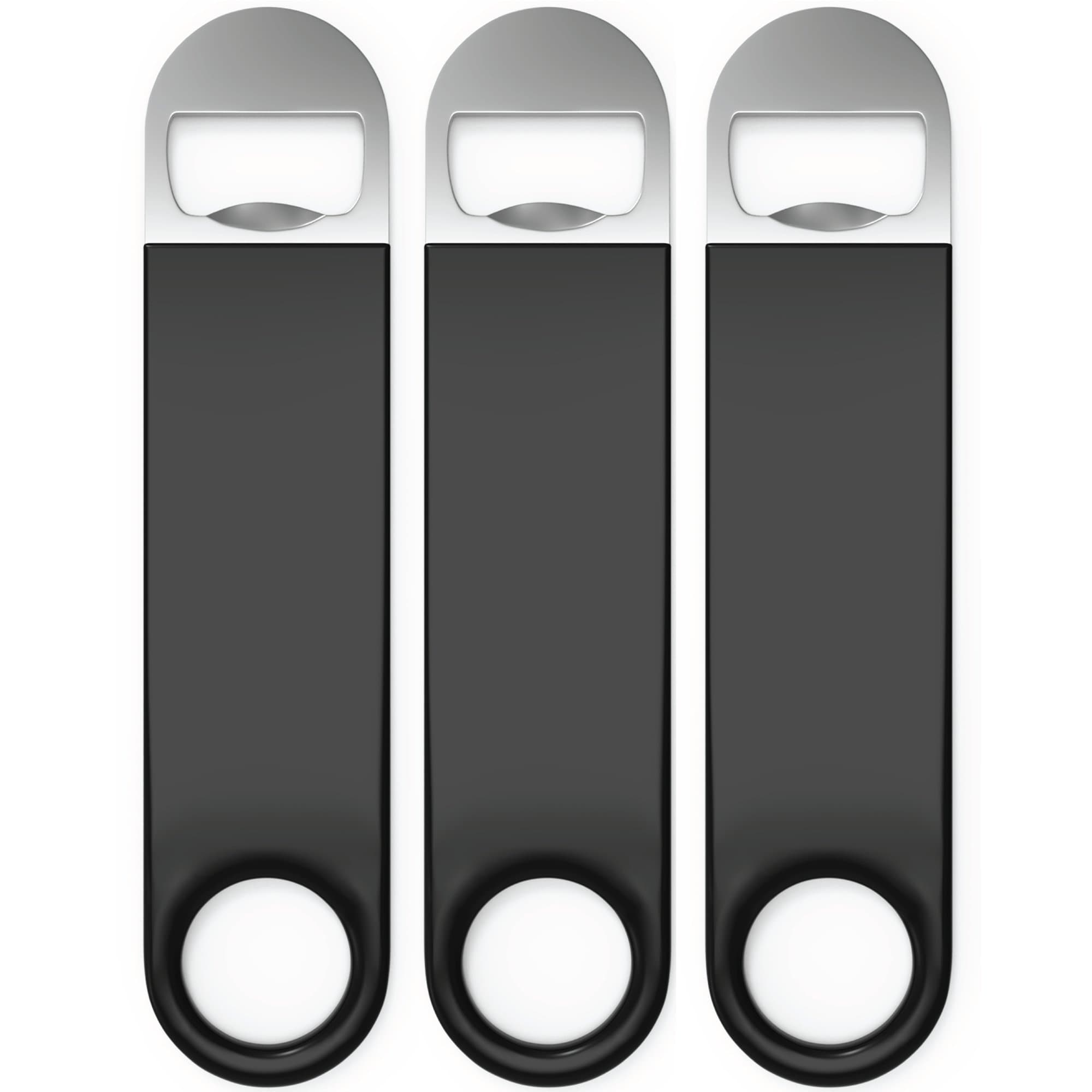 Bartender Bottle Openers, Beer Bottle Openers, Speed Openers 3 Pack by Premium Cold One. Professional Grade: Rubber Coated, Stainless Steel. Large, 7 inch