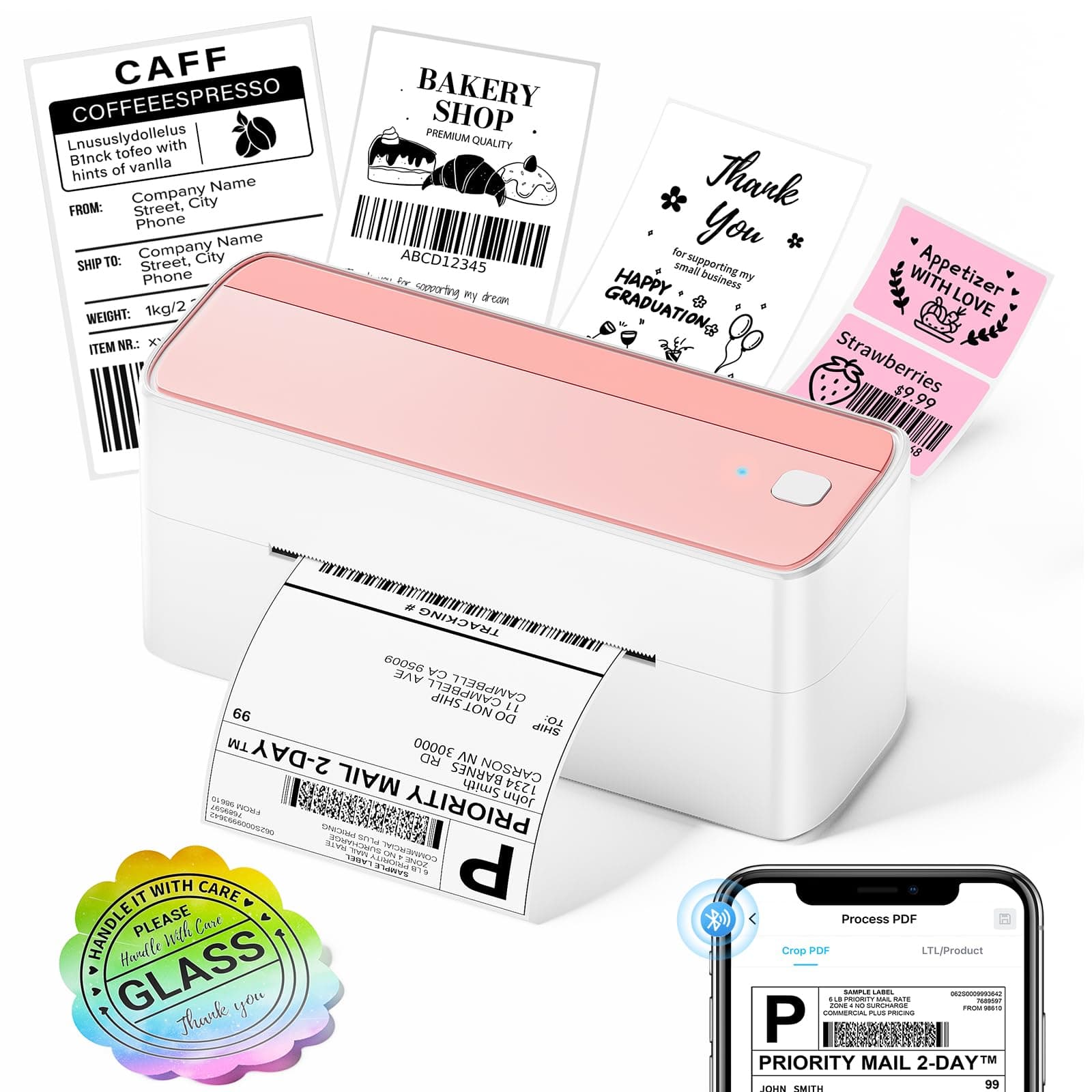 ASprink Shipping Label Printer - Bluetooth Thermal Label Printer for Shipping Packages, Small Business, Barcode Labels, Customer Stickers Compatible with for Amazon, Ebay, Shopify, USPS, UPS, FedEx